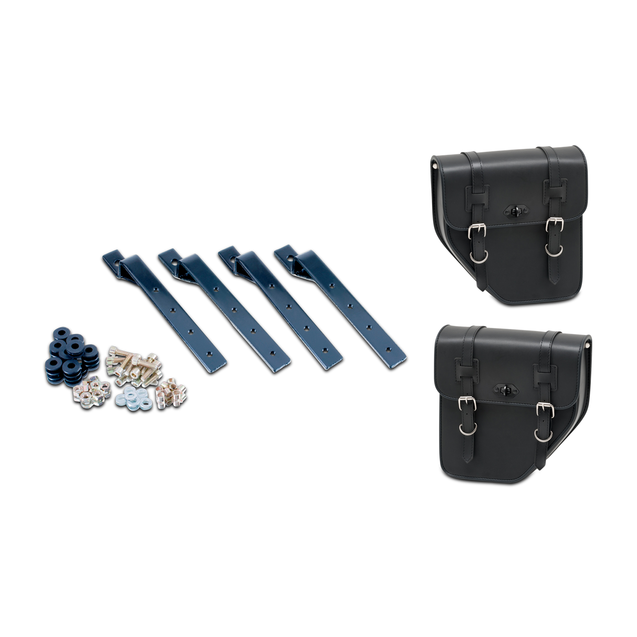 Zadeltassen incl. Ondersteuning CustomAcces Ibiza (met metallic plaat) Zwart