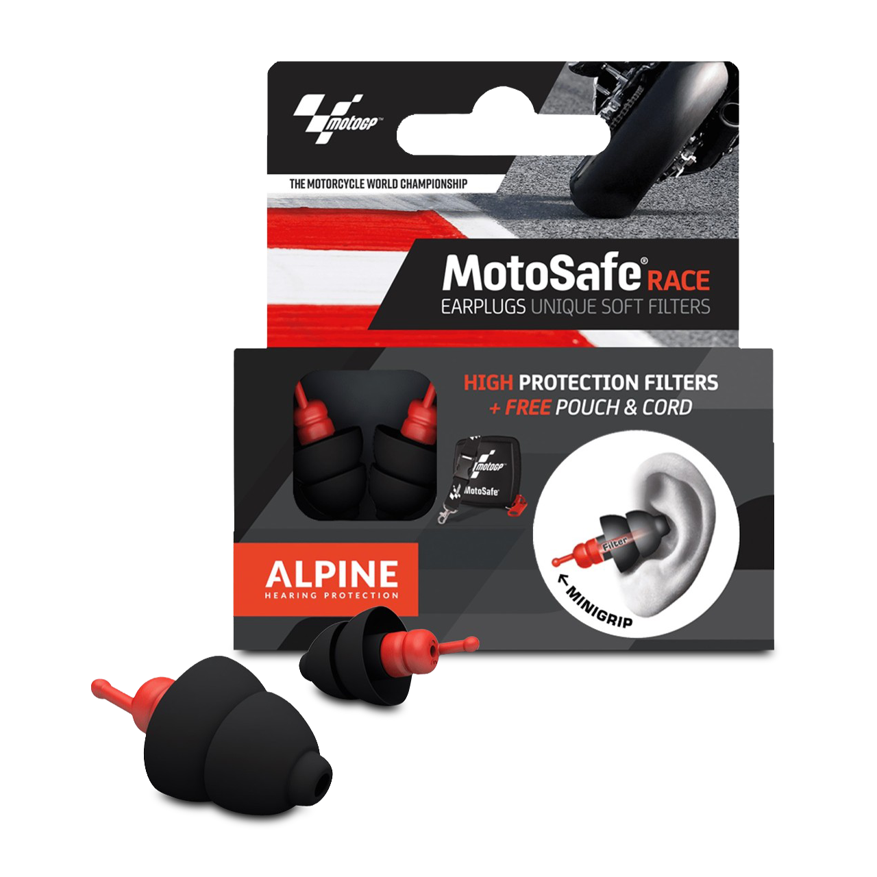 Tappi Orecchie Alpine MotoSafe Race MotoGP Edition Nero-Rosso - Adesso 15% di risparmio