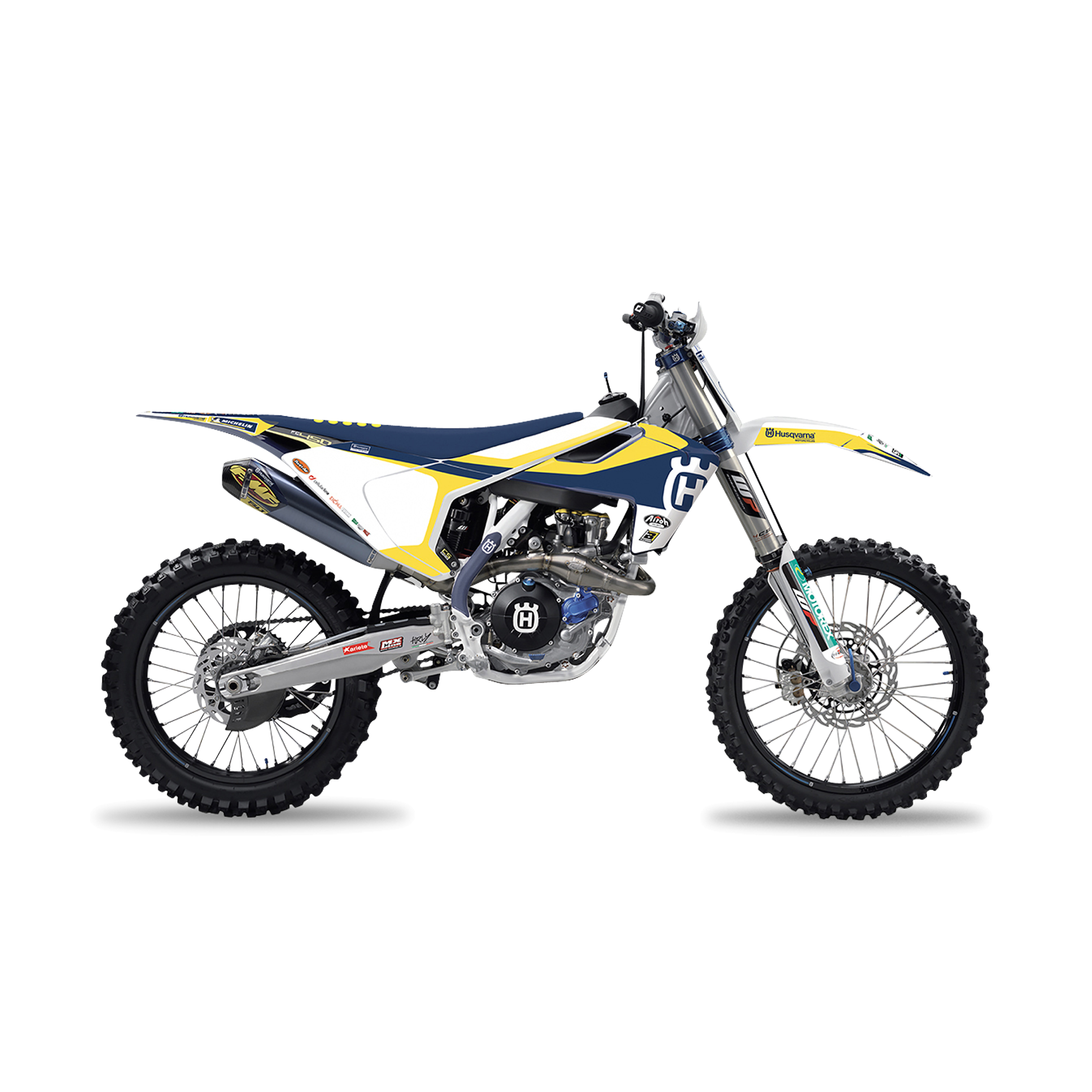 Kit Completo de Adhesivos + Funda de Asiento Blackbird Replica Trophy 2018 Blanco-Amarillo-Azul