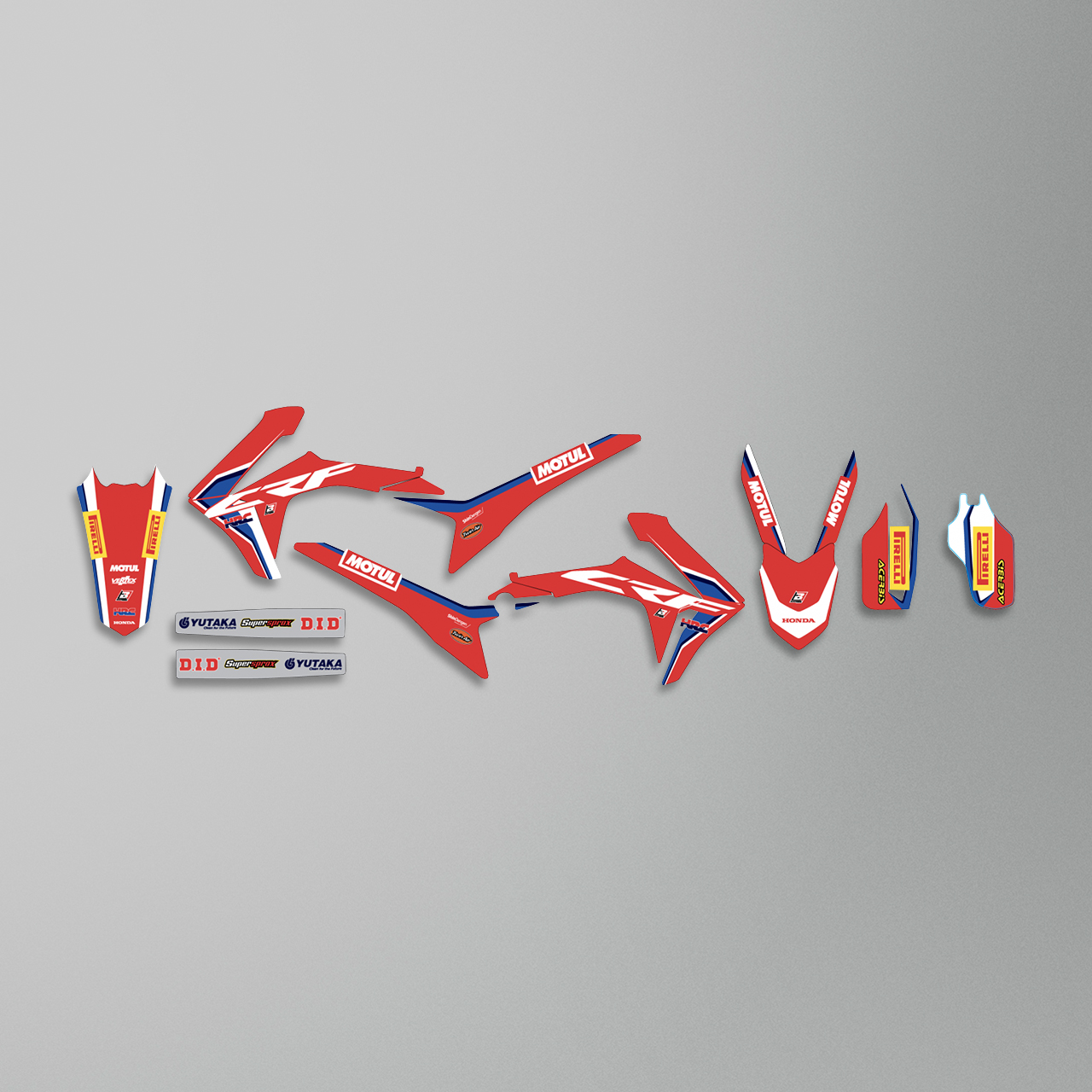 Blackbird Replica Team HRC 19 Complete Decal Kit with Seat Cover Red-White-Blue