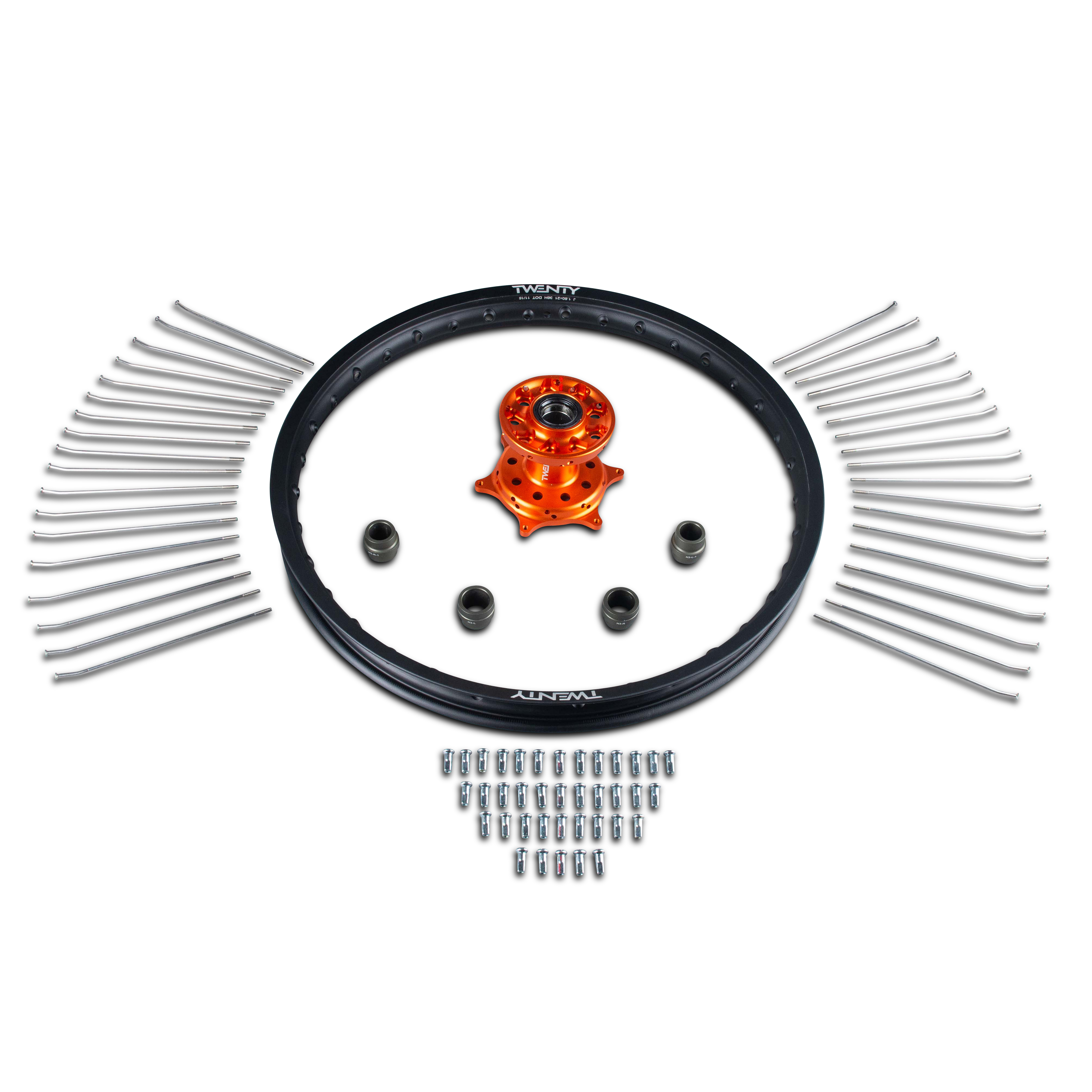 Velg Voorwiel Twenty Supermotard Zwart-Oranje 17"