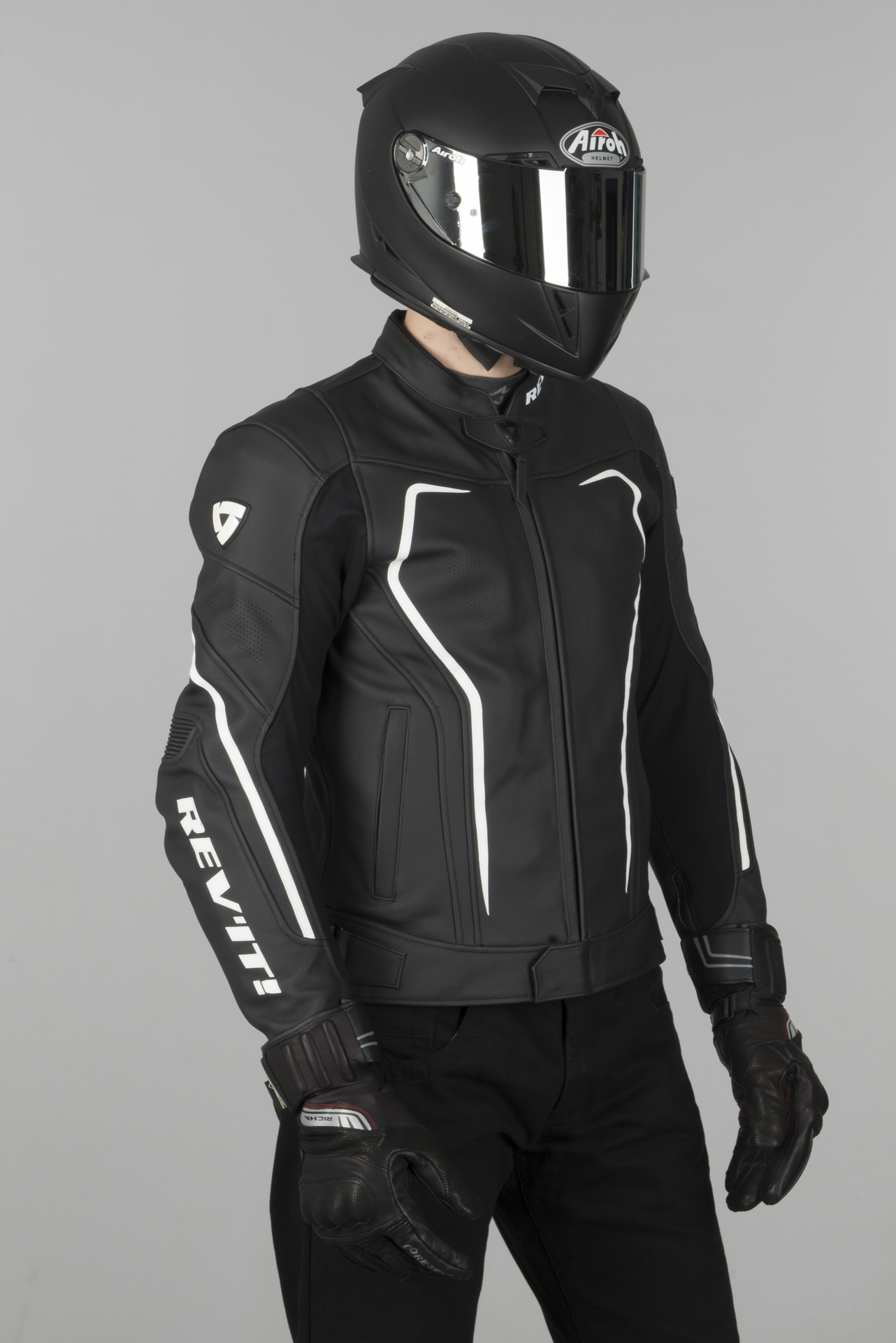 Motorcycle jacket Rev/'it Revit GT-R Air white Black perforated perforated jacket
