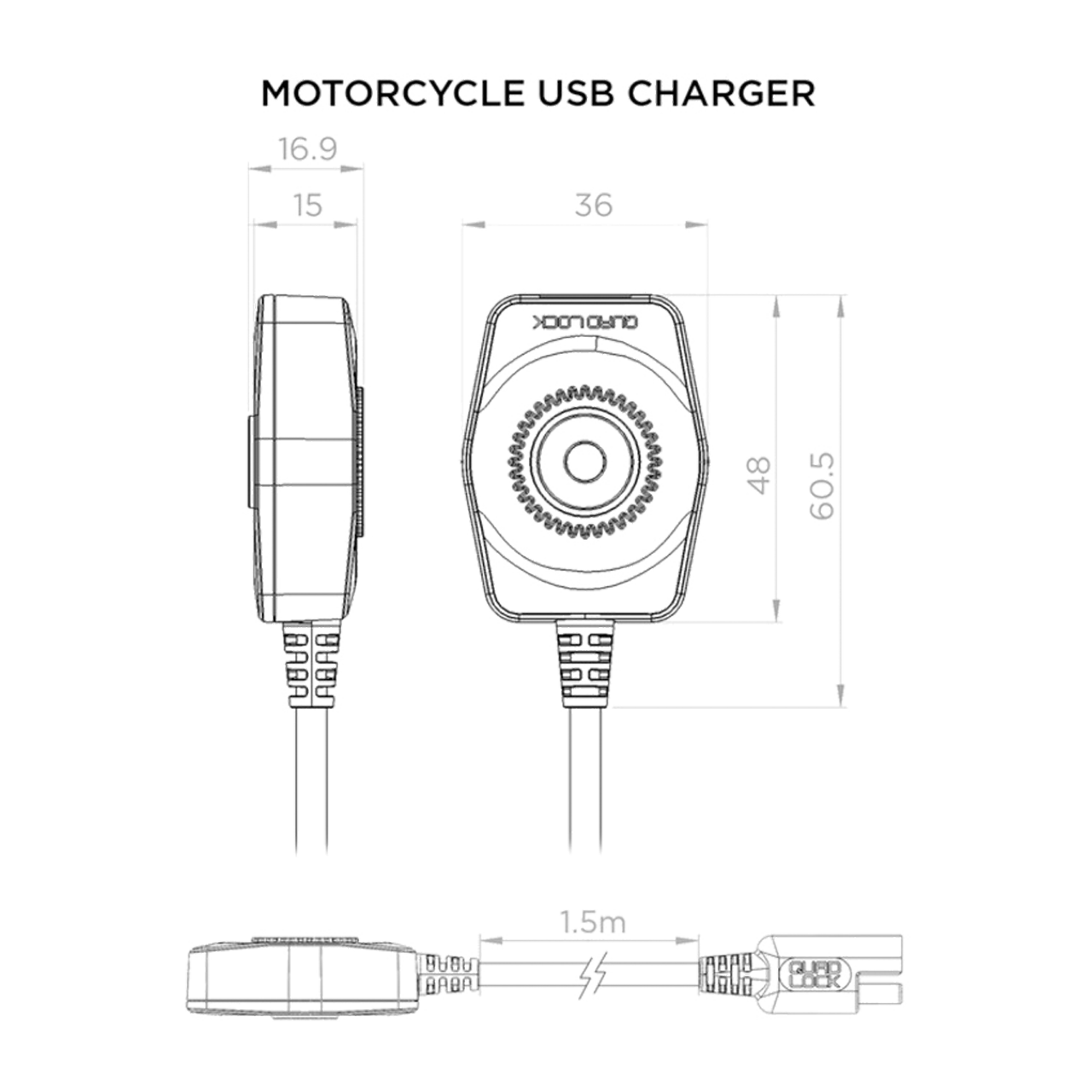 Motorfiets USB-lader Quad Lock