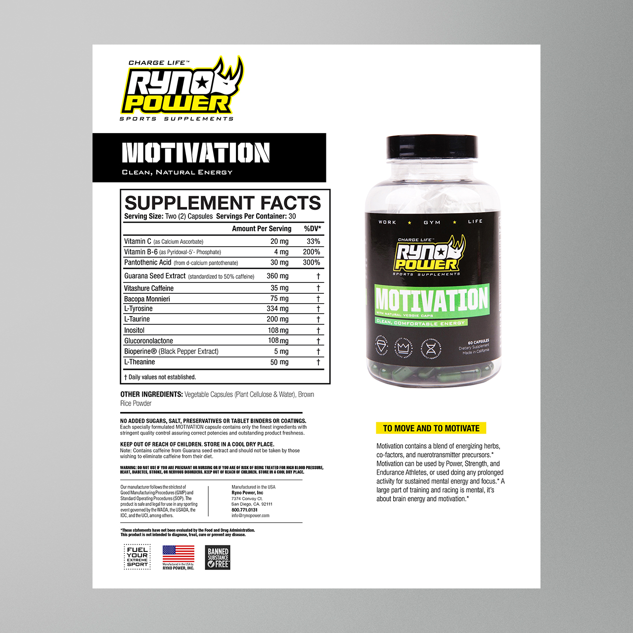 Ryno Power Motivation 60 tabs