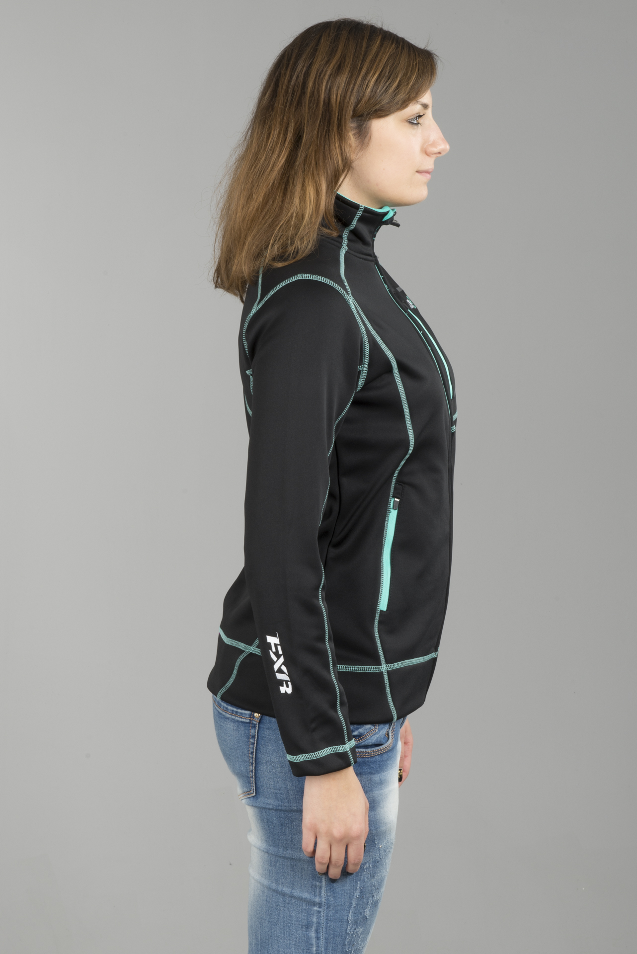 Tröja Zip Up Dam FXR Elevation Tech Svart Mint Tröja Zip Up Dam FXR Elevation Tech Svart Mint