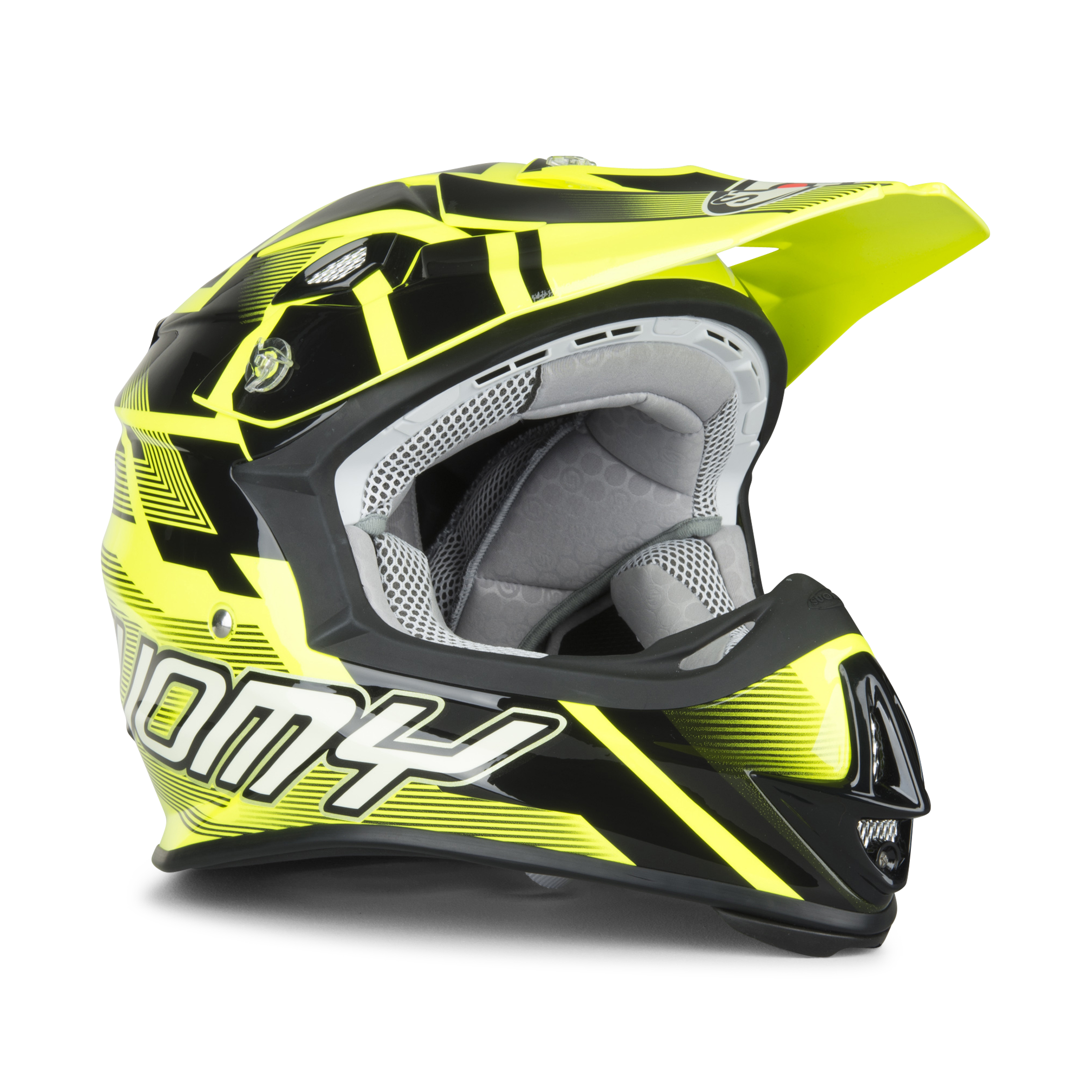 yellow motocross helmet