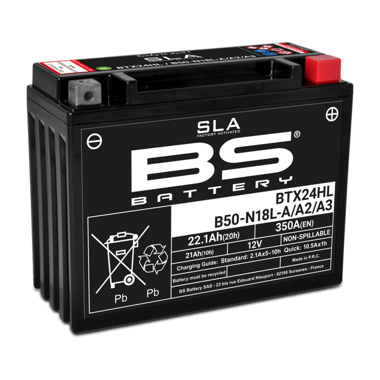 Batteri BS Battery SLA BTX24HL/B50-N18L-A/A2/A3 Vedligeholdelsesfrit