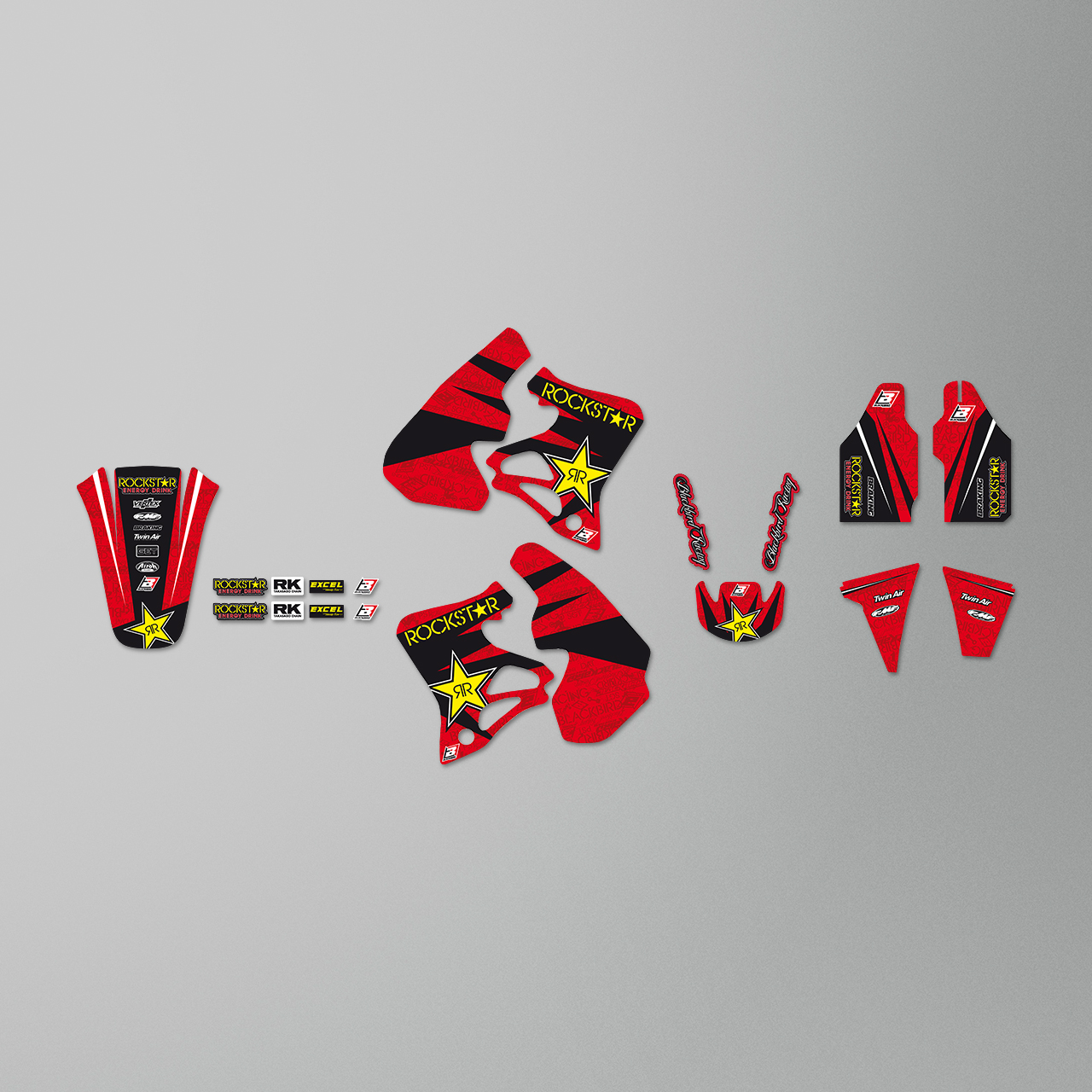 Blackbird Rockstar Energy Complete Decal Kit with Seat Cover Red-Yellow-Black