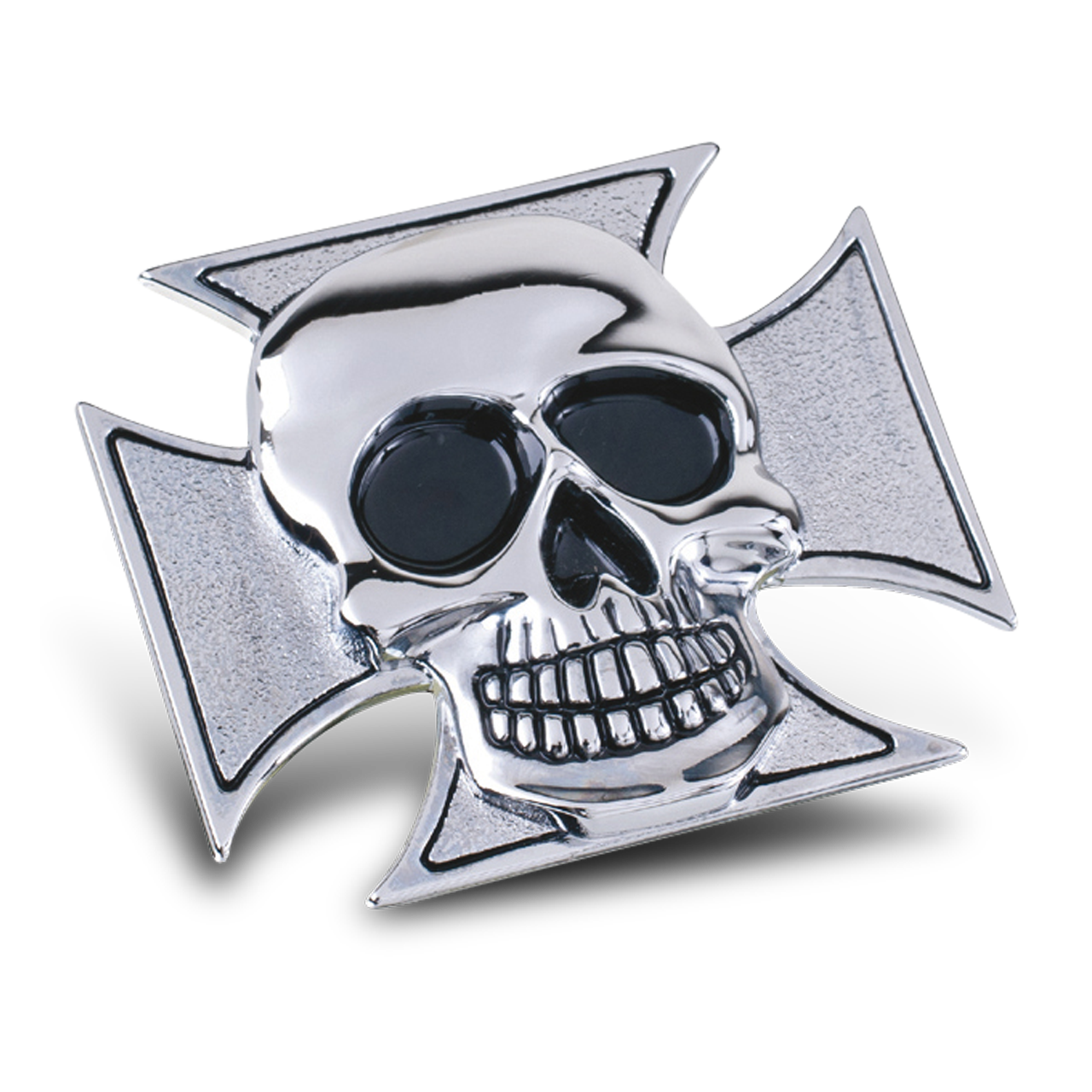 CustomAcces Skull Maltese Cross Sticker Chrome 76x63mm