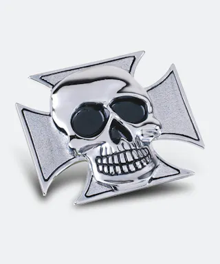 CustomAcces Skull Maltese Cross Sticker Chrome 76x63mm