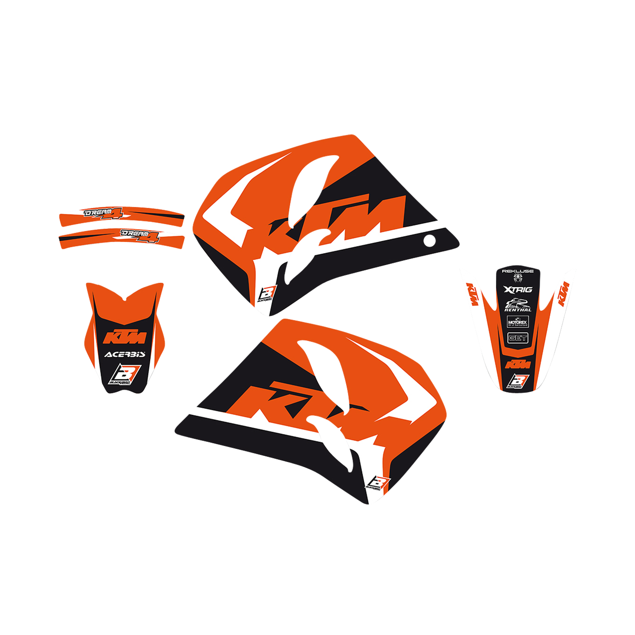 Kit de Adhesivos Blackbird Dream 4 Naranja-Negro-Blanco
