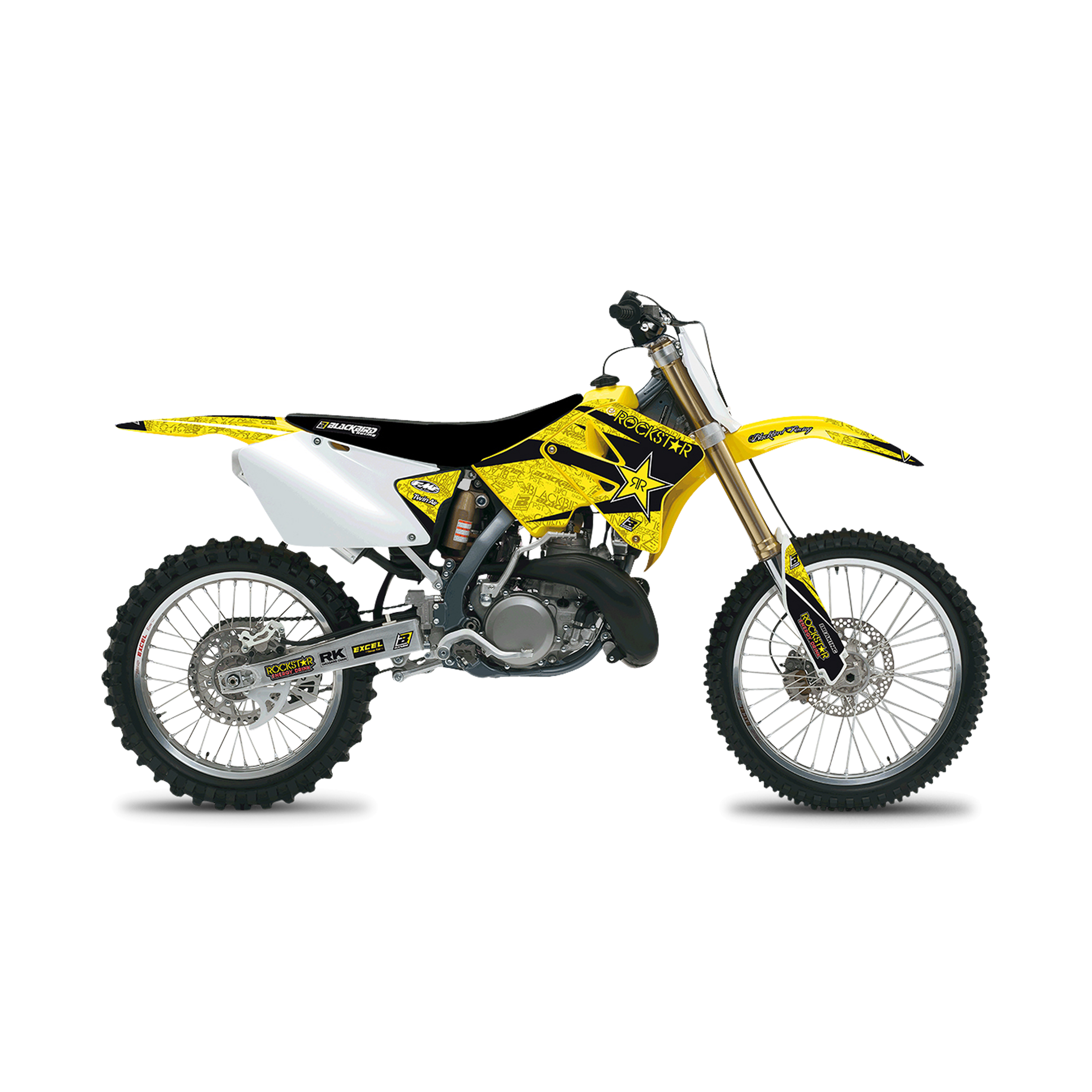 Kit Completo de Adhesivos + Funda de Asiento Blackbird Rockstar Energy Amarillo-Negro