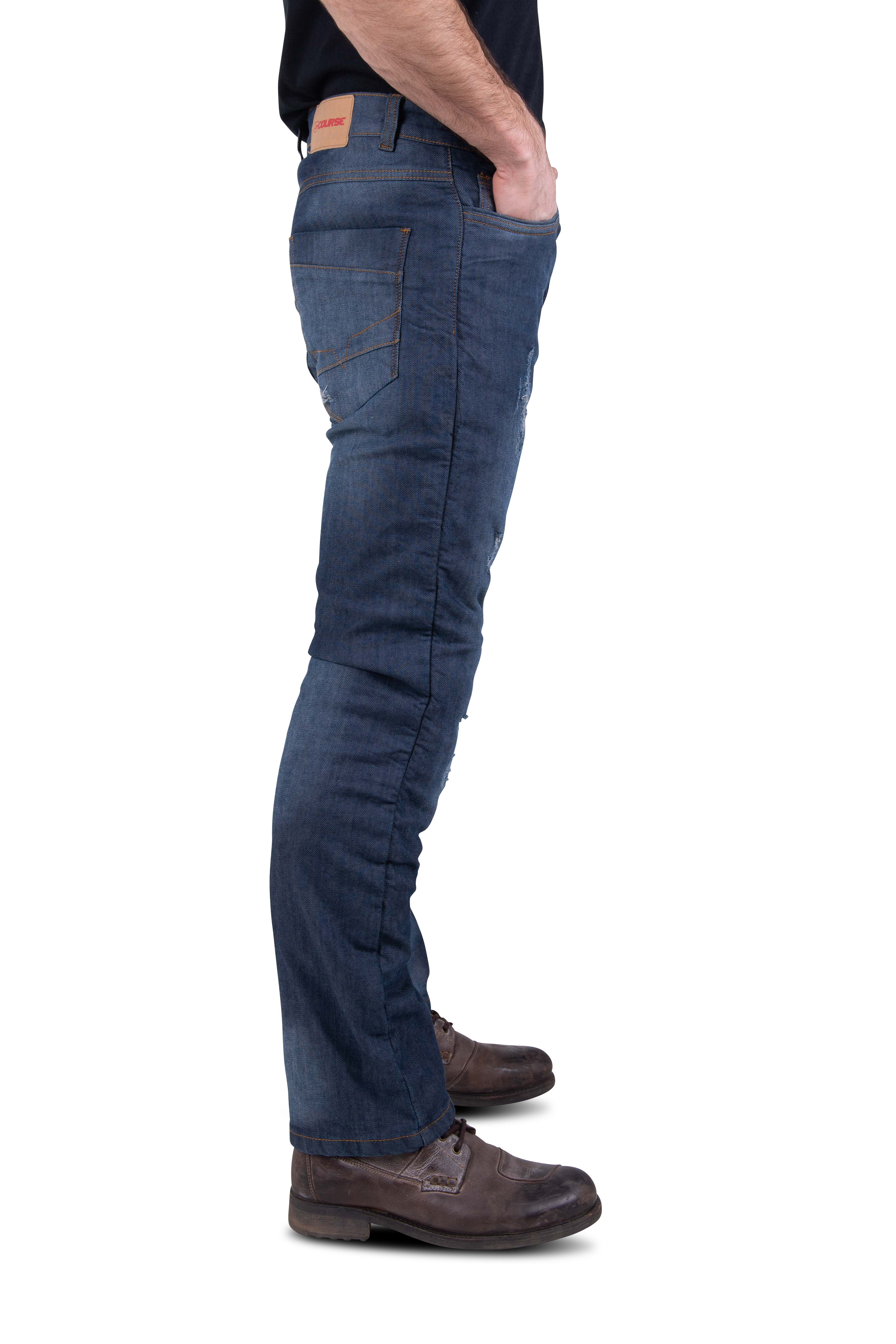 Motorjeans Course Ripped Aramide-Versterkte Straight/Regular