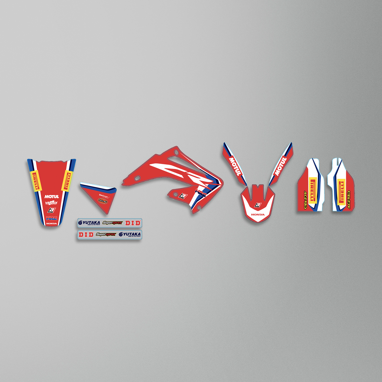 Blackbird Replica Team HRC 19 Complete Decal Kit with Seat Cover Red-White-Blue