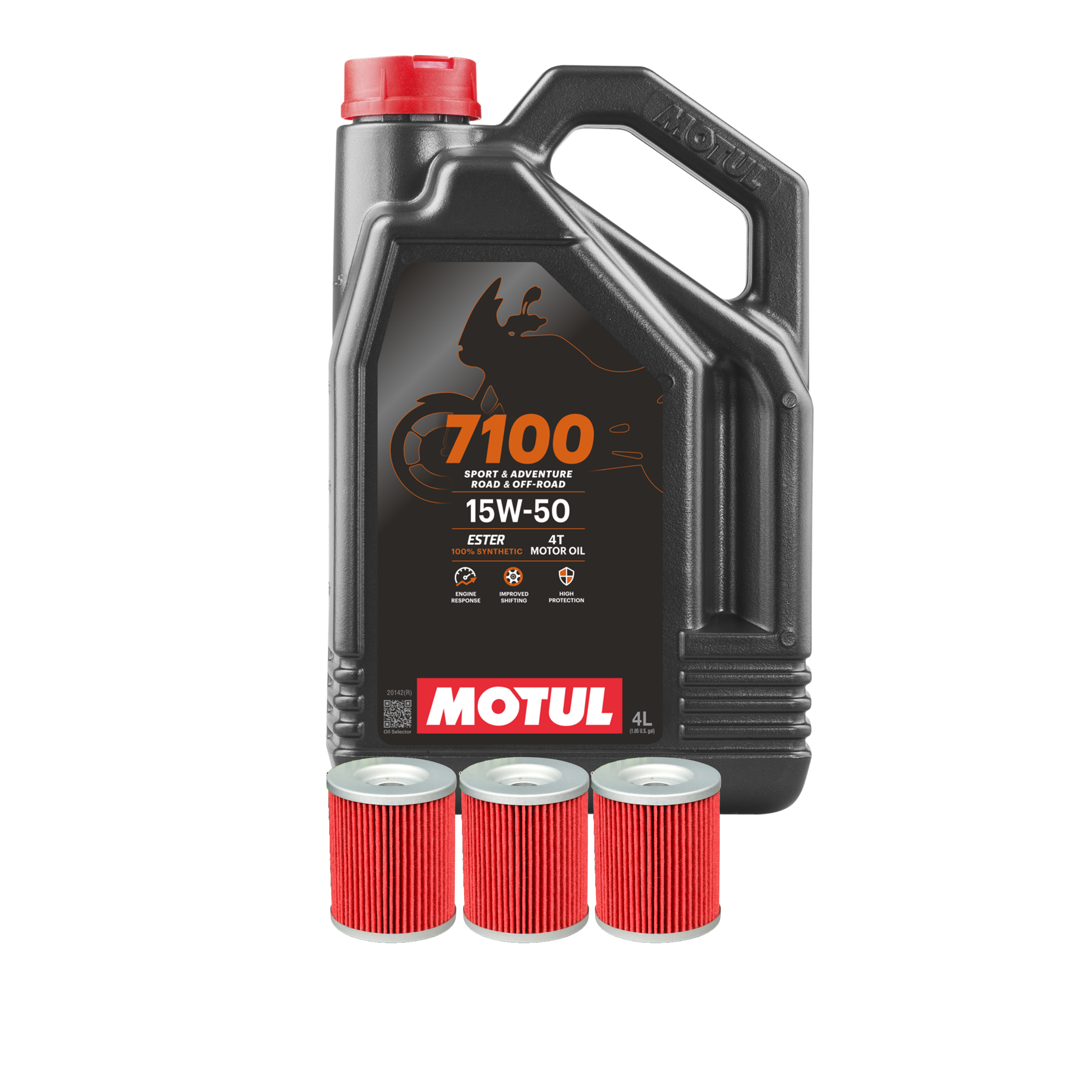 Dzinēja Eļļa Motul 7100 Pilnībā Sintētiska 4L + HIFLO Eļļas Filtri