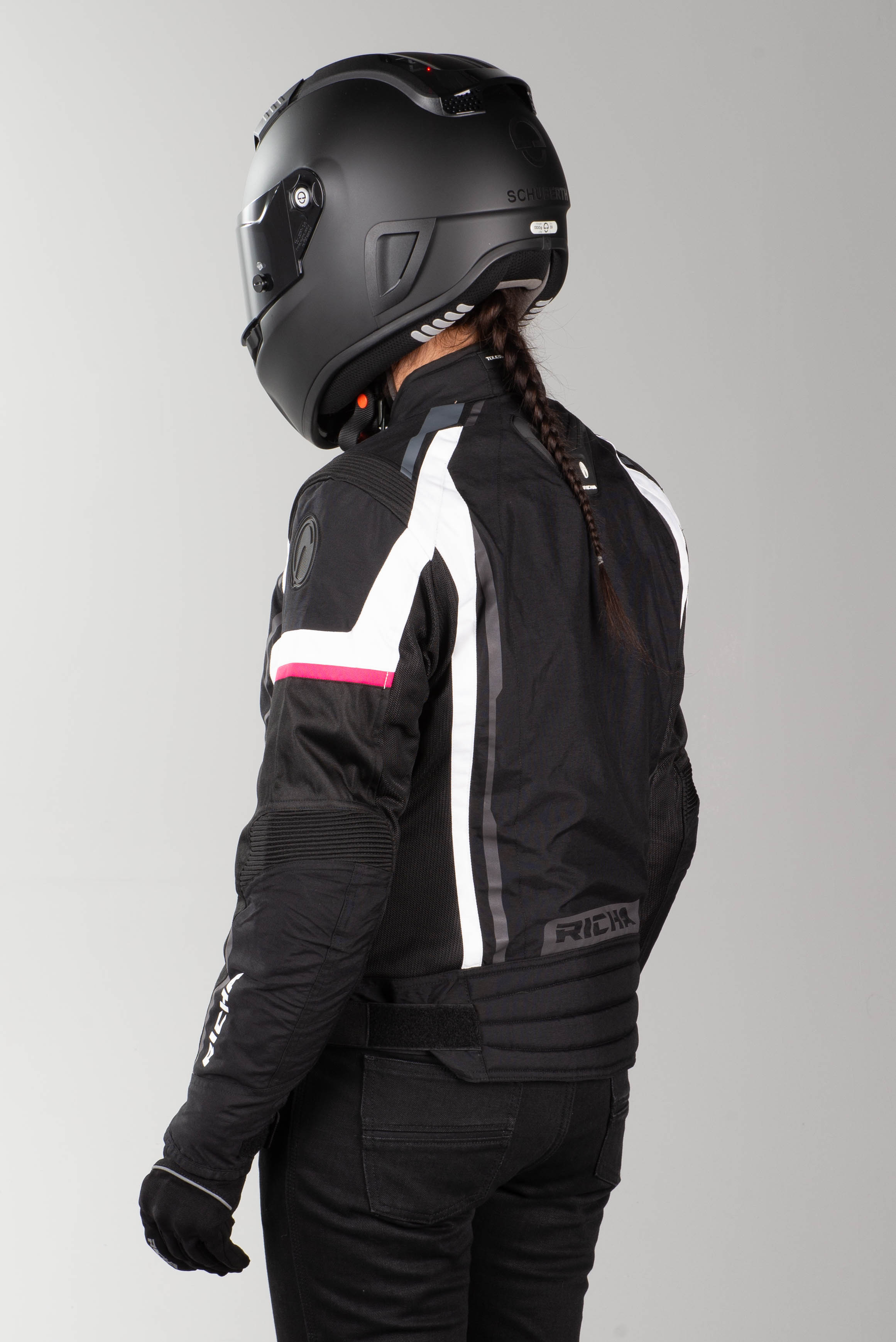 Richa Airwave MC Jacka Dam Svart Vit Röd Lägsta MC/Biker wear Röda Damjackor från Richa i Buffelskinn