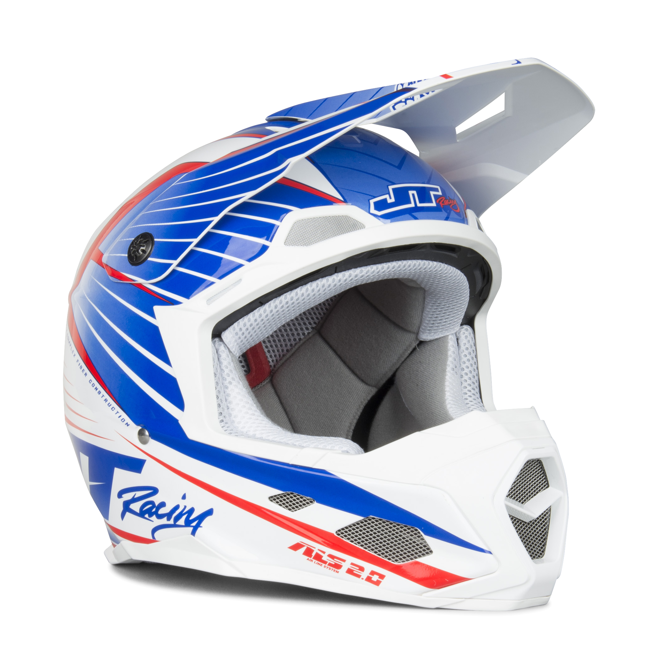 red white and blue motocross helmet