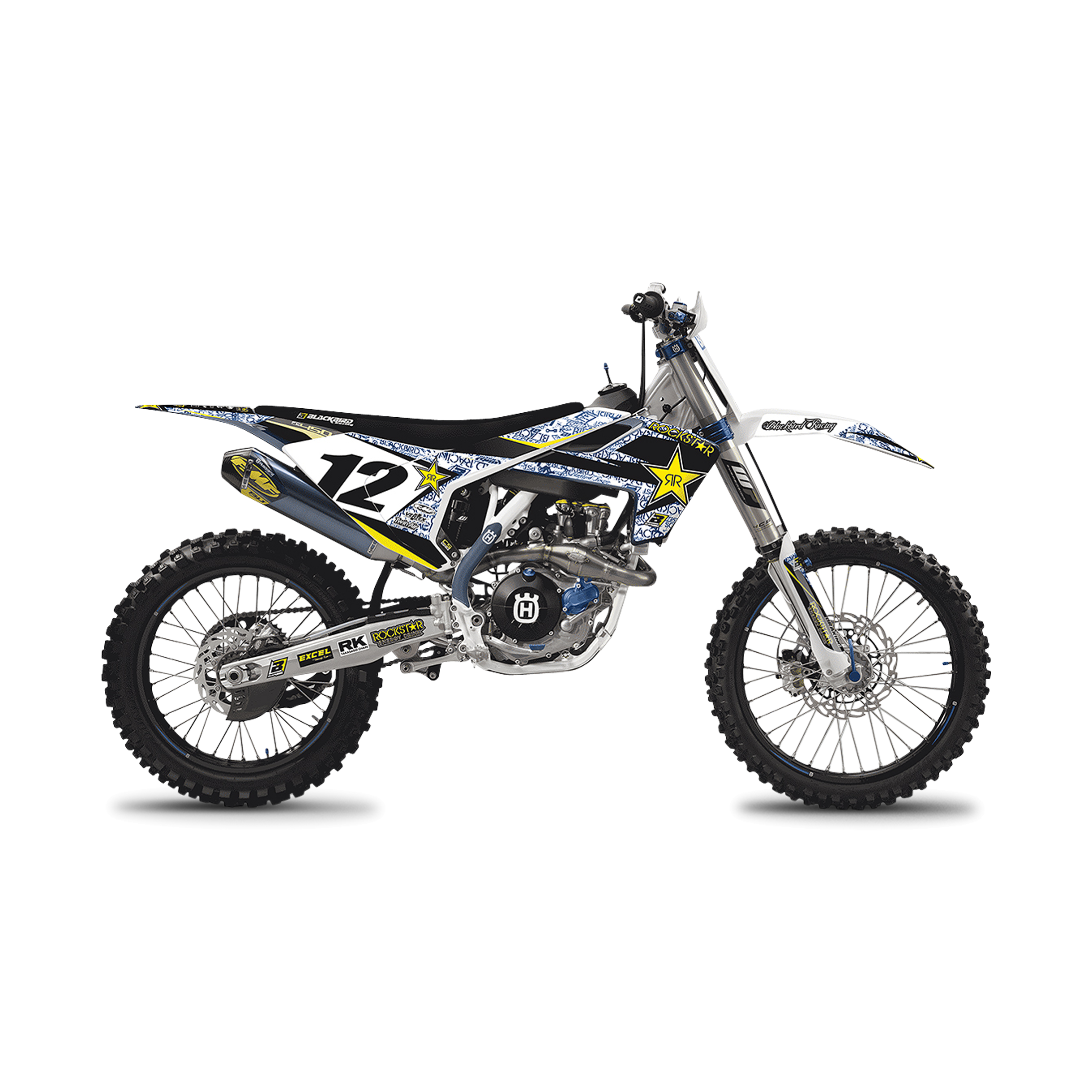 Blackbird Rockstar Energy Complete Decal Kit with Seat Cover White-Blue-Black