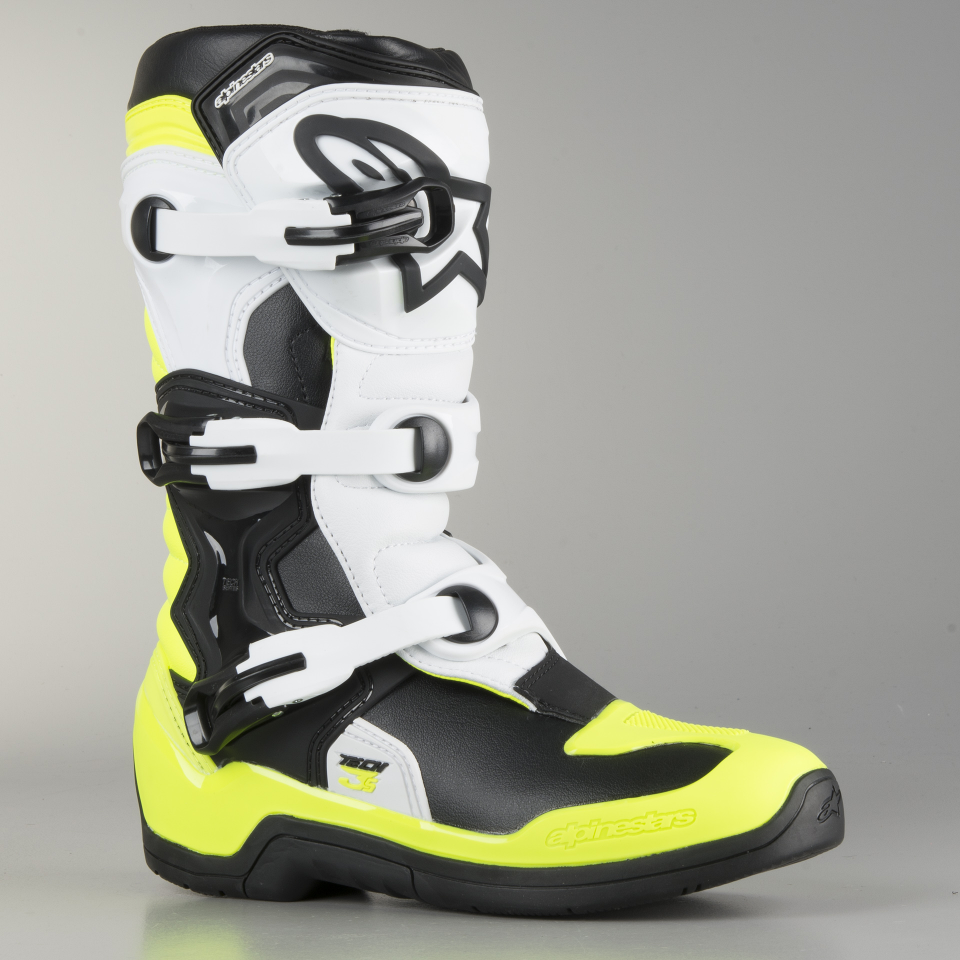 Crosstövlar Alpinestars Tech 3S Barn Svart Vit GulFluo Crosstövlar Alpinestars Tech 3S Barn Svart Vit GulFluo