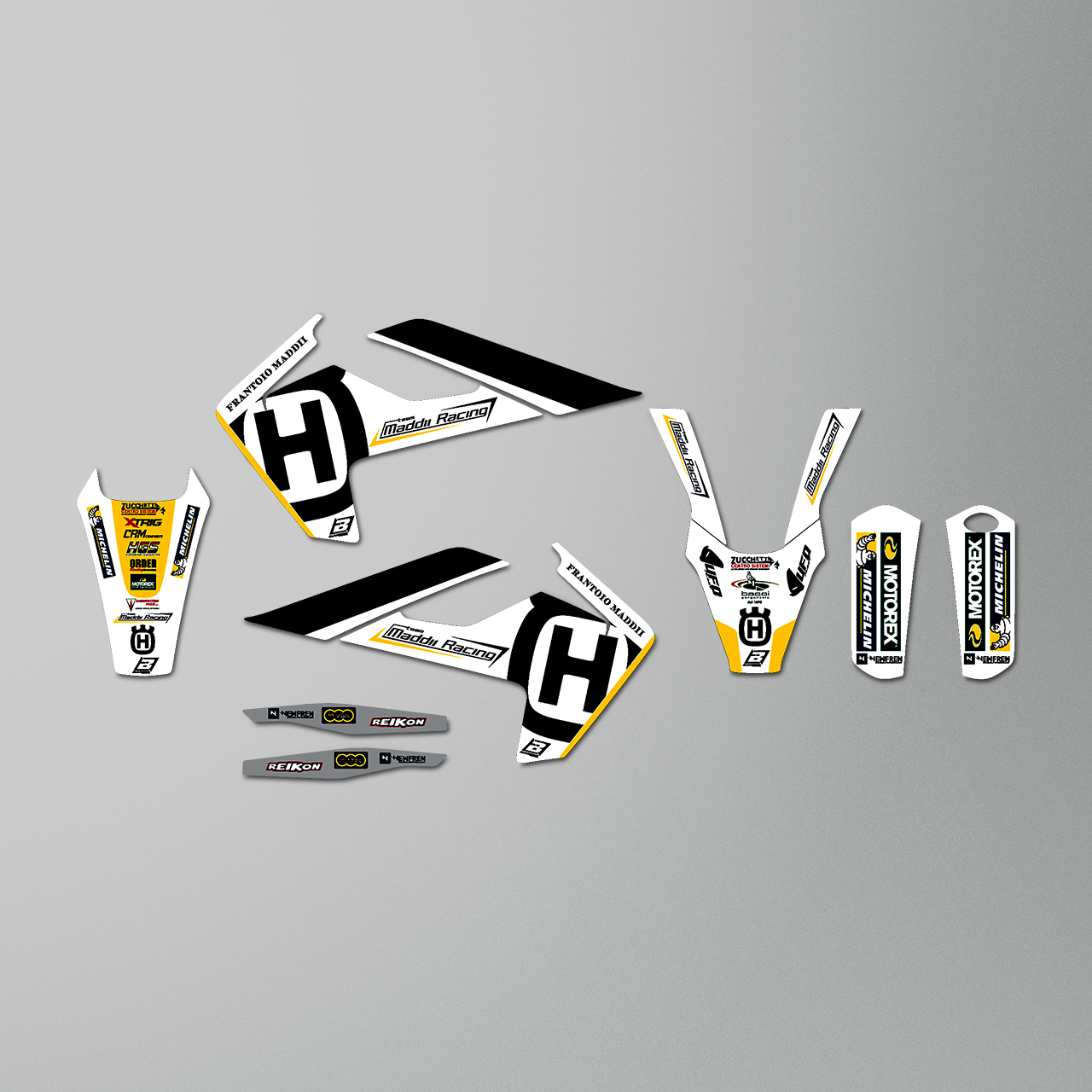 Blackbird Replica Maddii Racing 2018 Complete Decal Kit with Seat Cover White-Yellow-Blue
