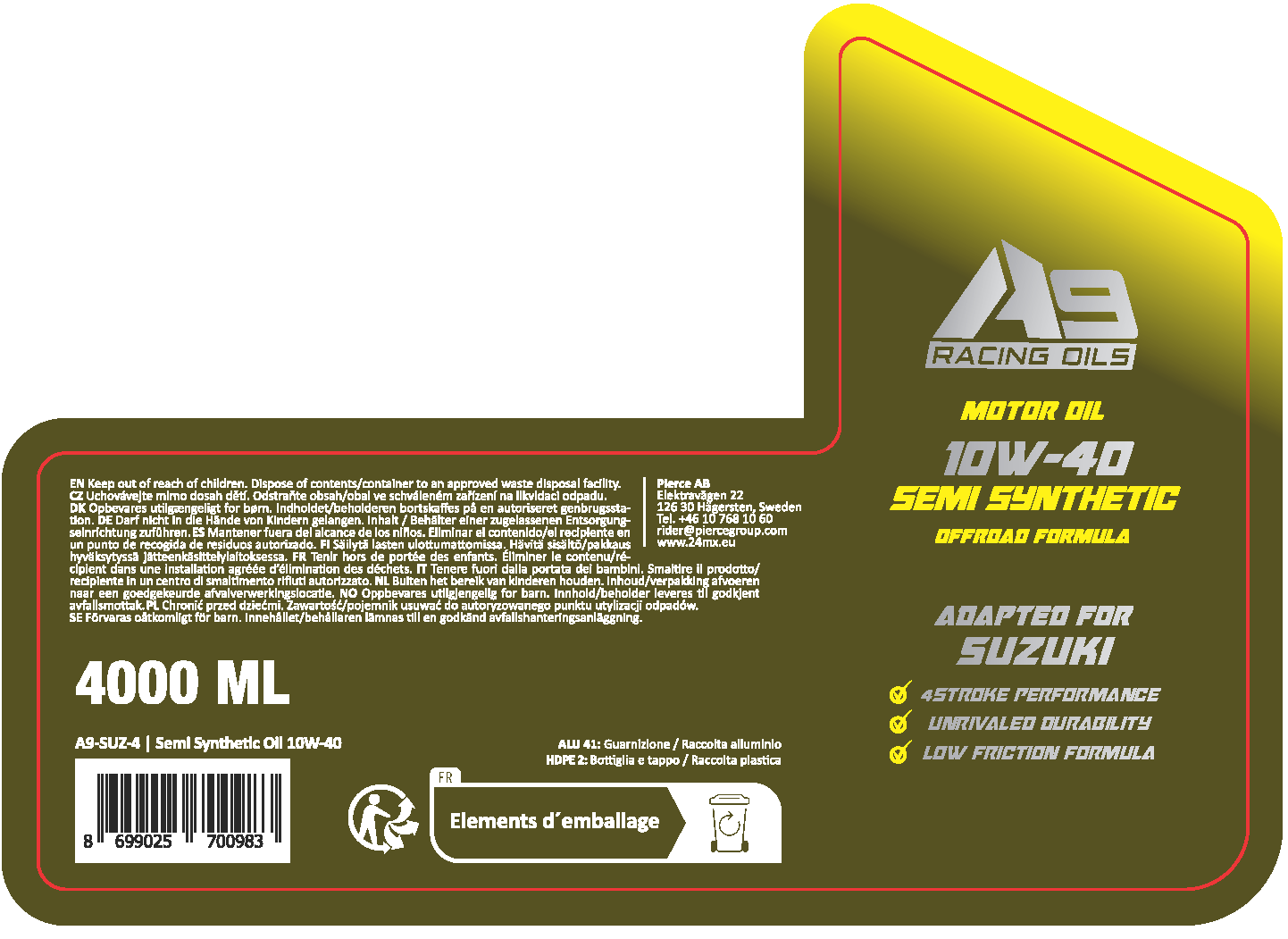 Olje A9 Racing Optimizirano Za 4-Taktne Motorje