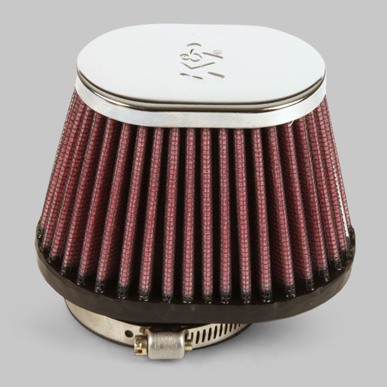 K&N Universal OFS Air Filter Oval Conical Chrome