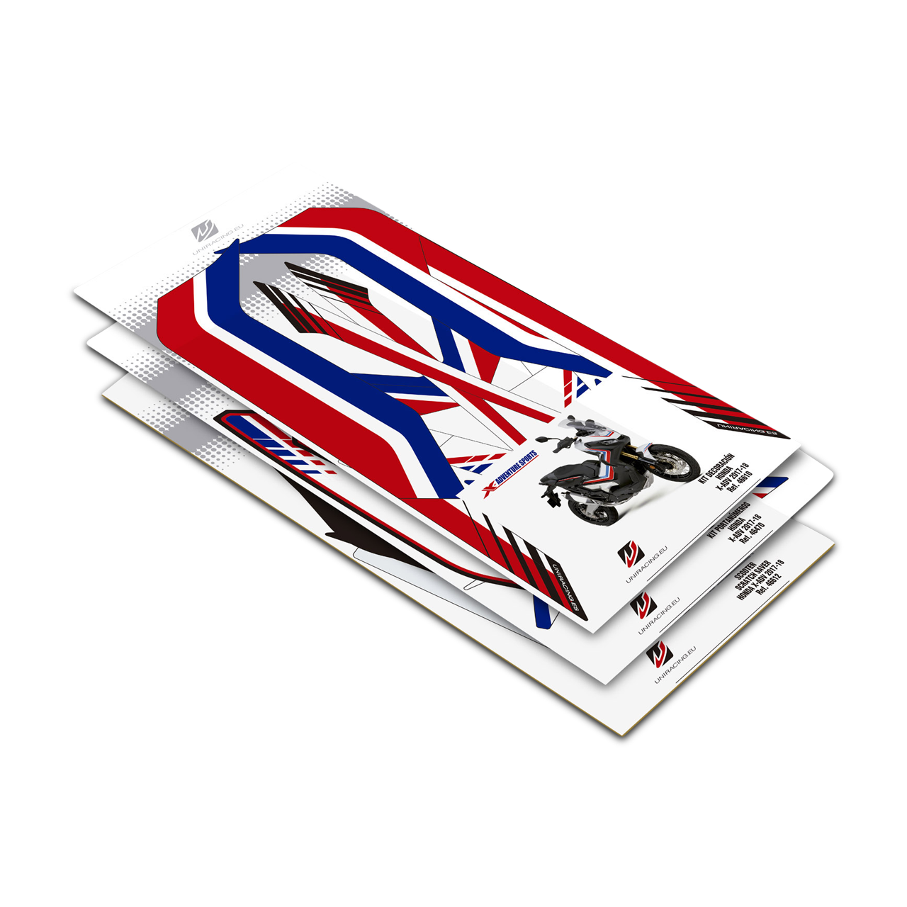 Uniracing Full X-Adventure Sports Decal and Protection Kit Red-Blue-White