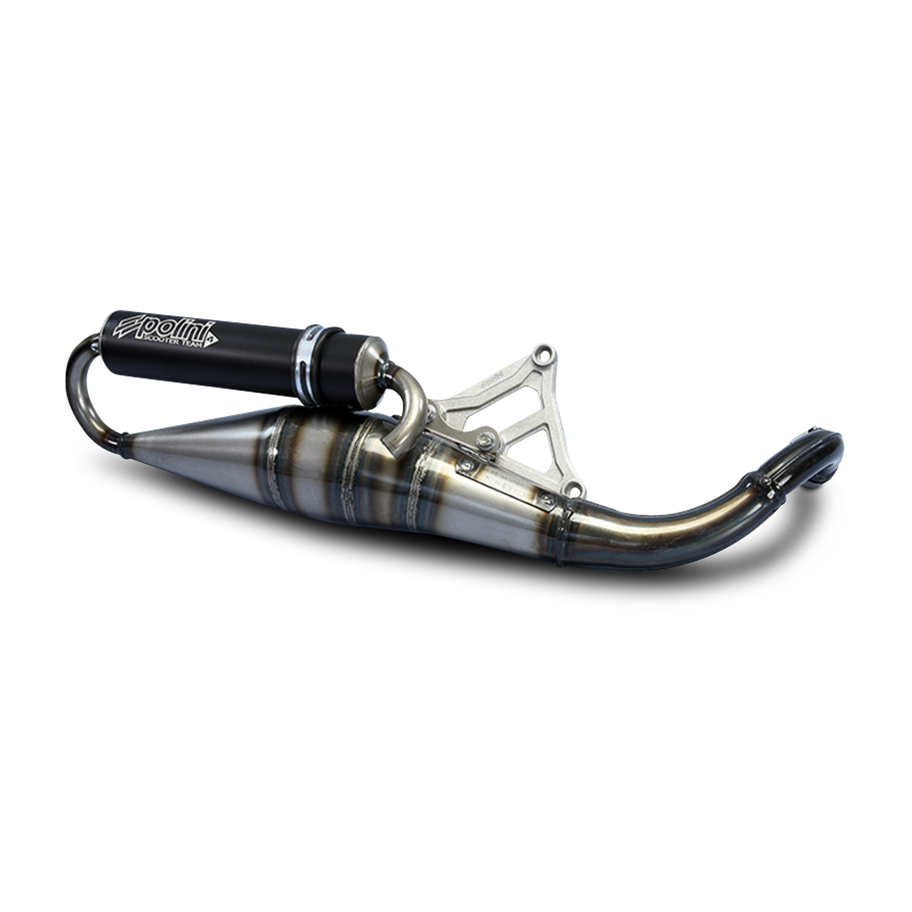 Polini Scooter Team 4 Exhaust Stainless Steel/Carbon - Peugeot Kisbee 50