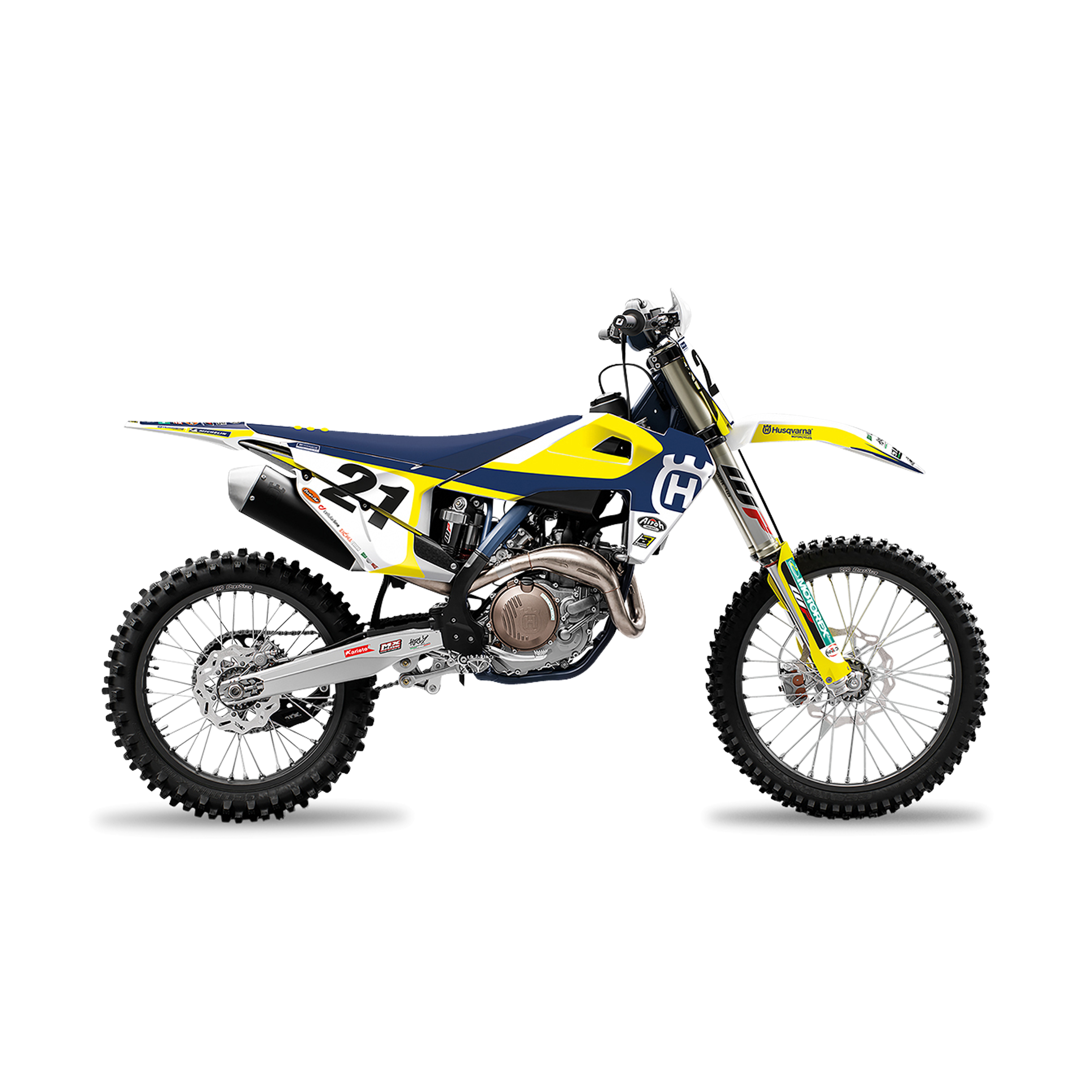 Kit Completo de Adhesivos + Funda de Asiento Blackbird Replica Trophy 2018 Blanco-Amarillo-Azul
