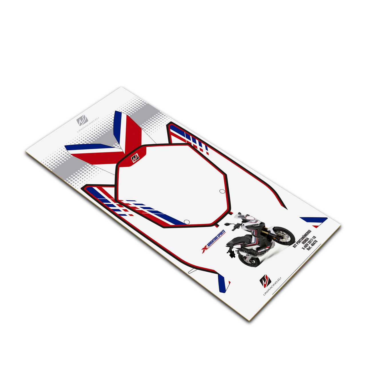 Uniracing X-Adventure Sports Number Plate Decal Kit Red-Blue-White