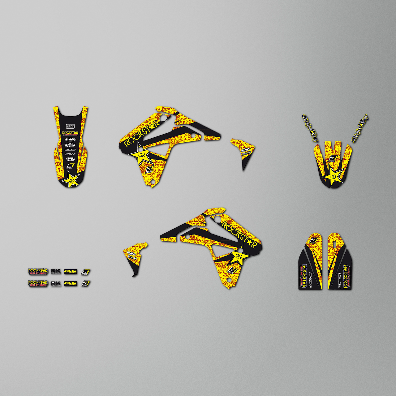 Blackbird Rockstar Energy Complete Decal Kit with Seat Cover Yellow Black