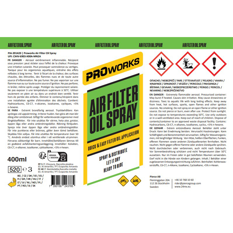 Proworks Air Filter Oil Spray 400 ml