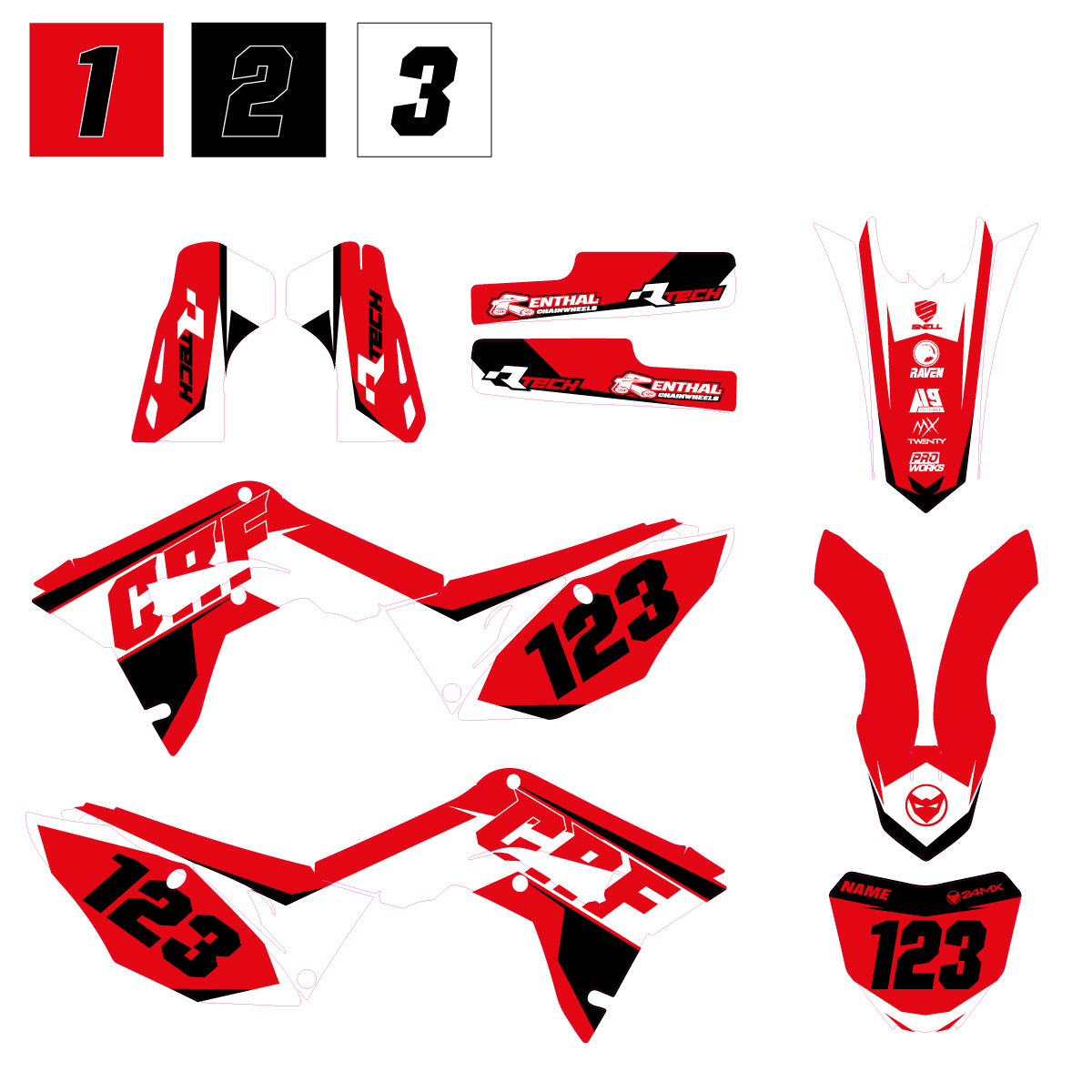 Stickerset 24MX Atebe met Naam en Nummer