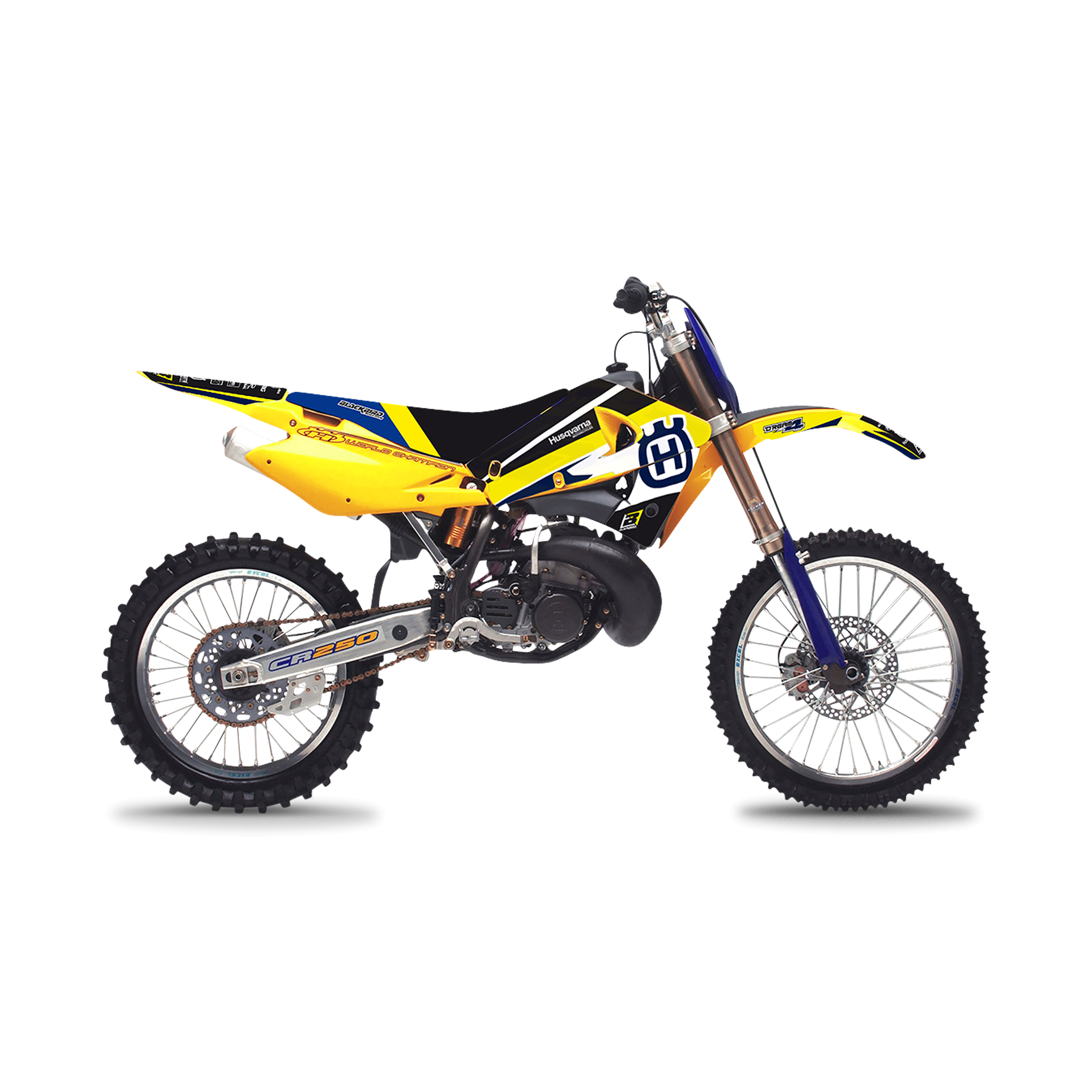 Complete Stickerset + Zadelovertrek Blackbird Dream 4 Blauw-Geel-Wit