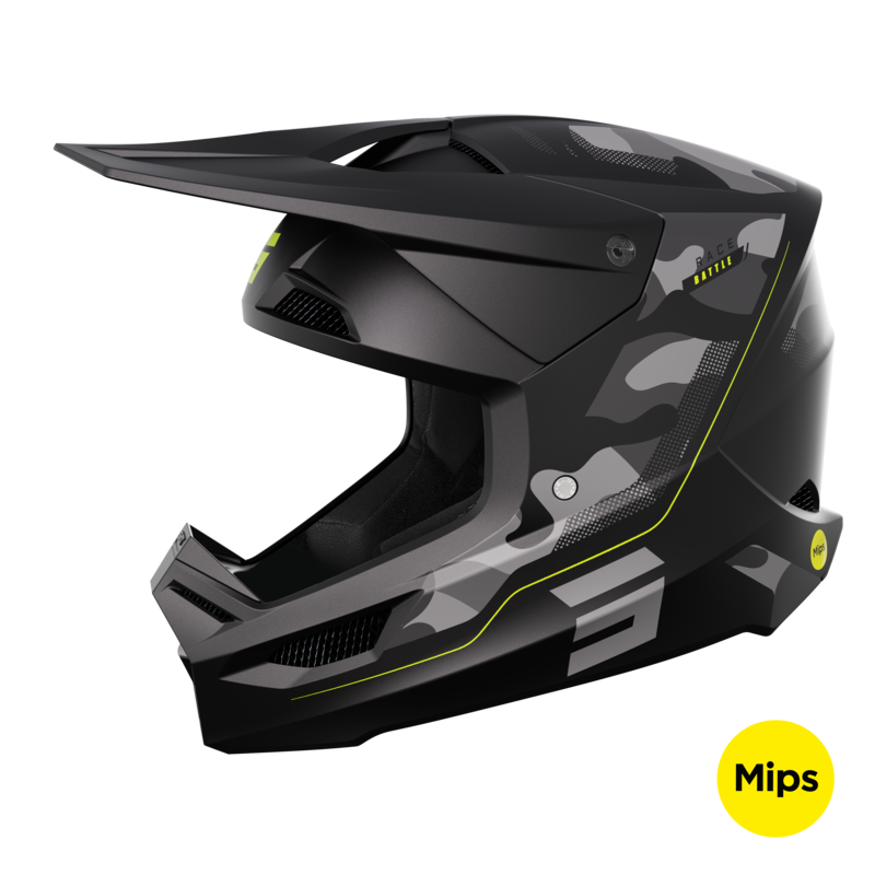 Kask Cross Shot Race Battle Neonowy ŻółTym-image