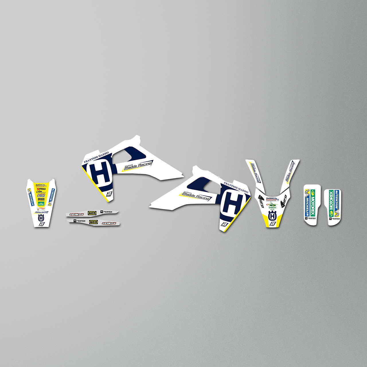 Blackbird Replica Maddii Racing 2018 Complete Decal Kit with Seat Cover White-Yellow-Blue