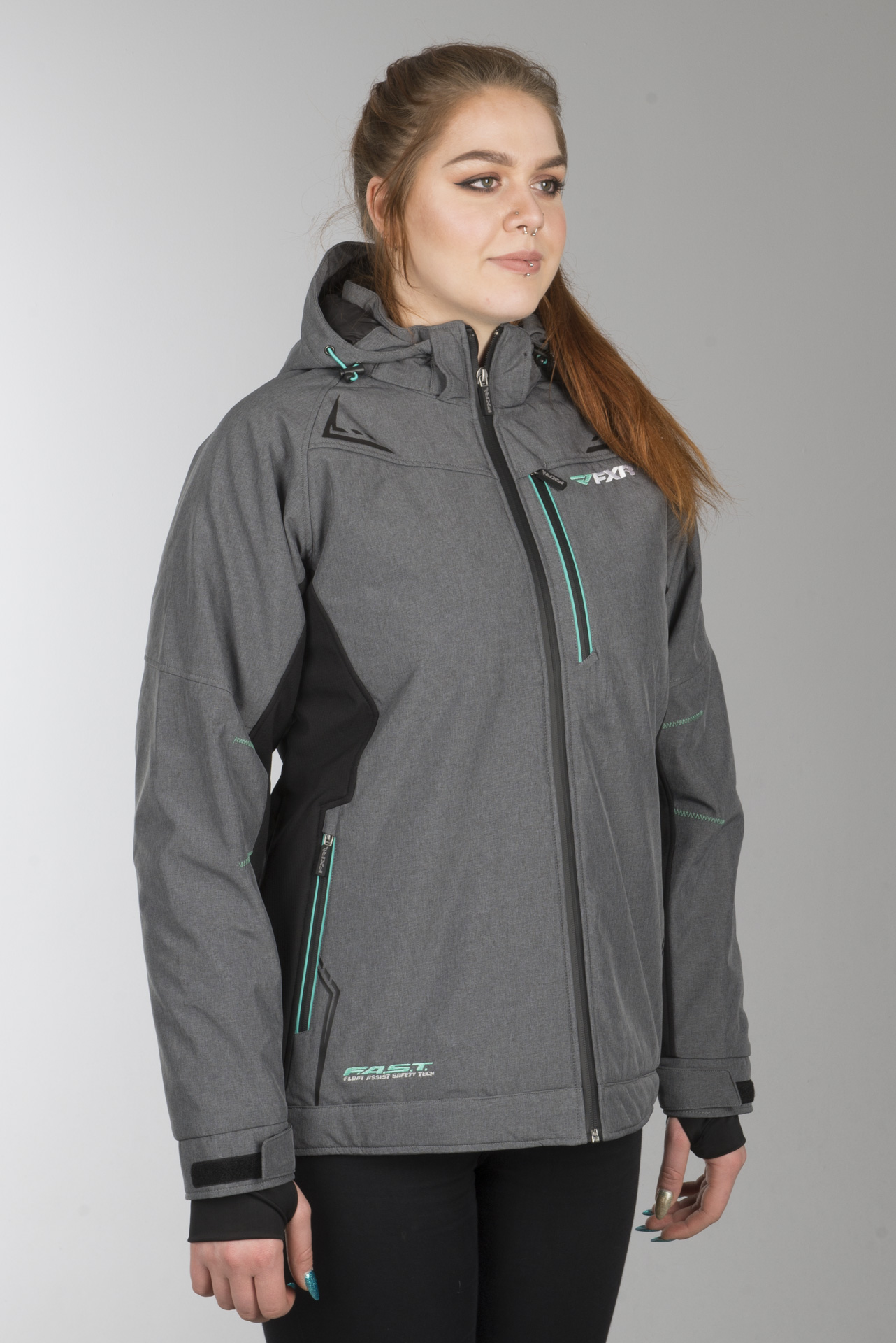 Softshell Jakke Dame FXR Vertical Pro Fôret Grå Mint Softshell Jakke Dame FXR Vertical Pro Fôret Grå Mint