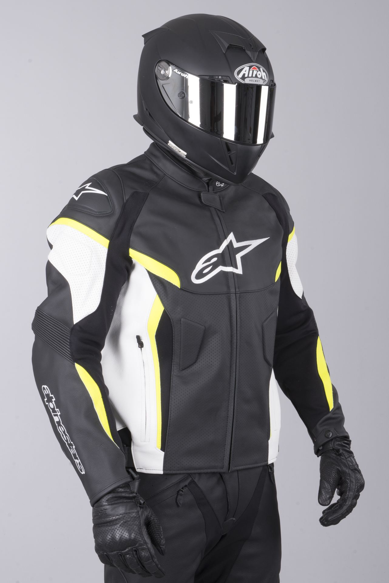 Skinnjacka Alpinestars GP Plus R V2 Airflow Svart Vit alpinestars gp plus r v2 airflow skinnjacka