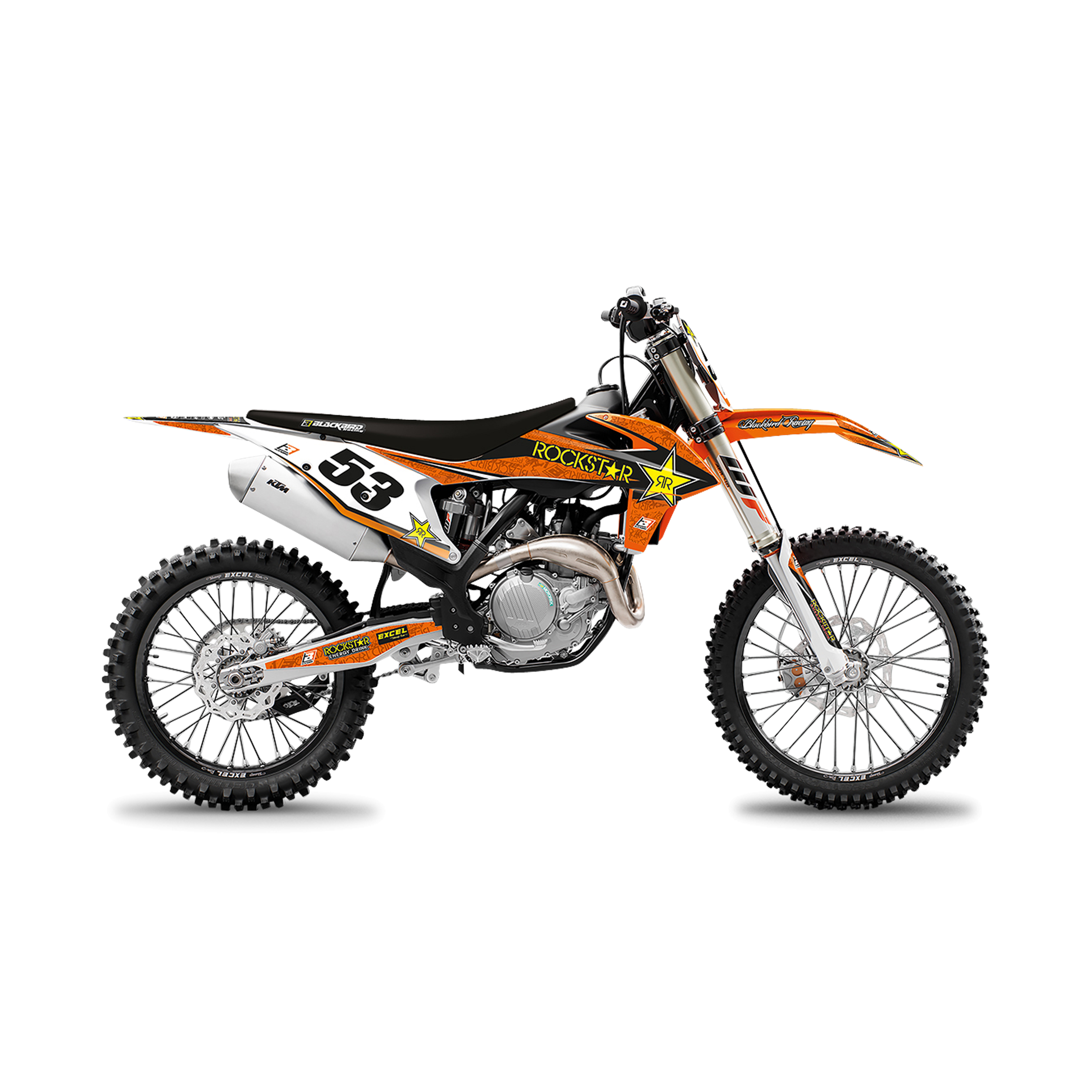 Blackbird Rockstar Energy Complete Decal Kit with Seat Cover Orange-Black-Yellow