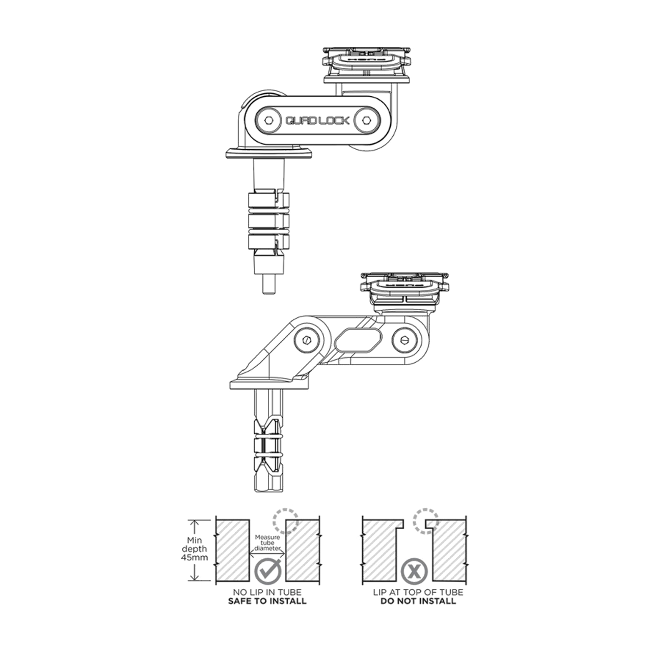 Quad Lock Motorcycle Fork Stem Mount Pro