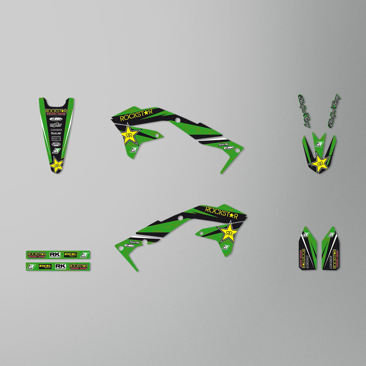 Blackbird Rockstar Energy Complete Decal Kit with Seat Cover Green-Black-Yellow