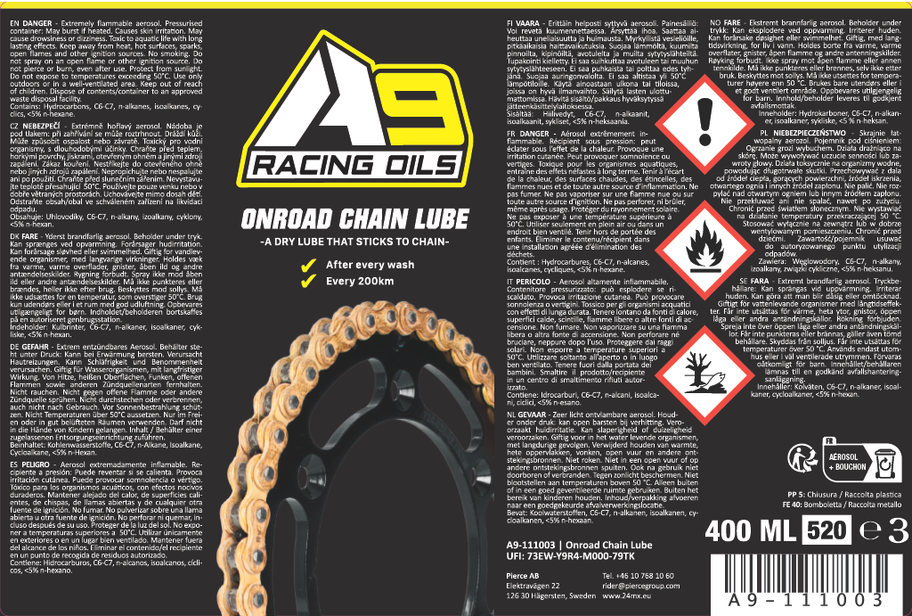 A9 Racing Onroad Chain Lube 400ml