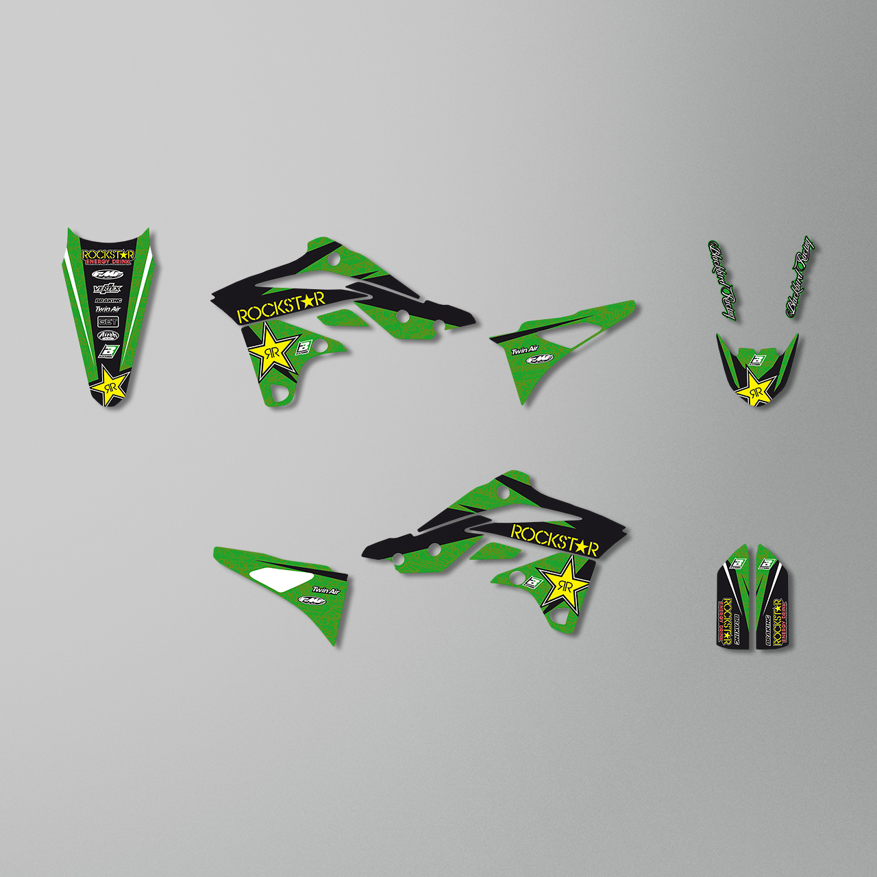 Blackbird Rockstar Energy Complete Decal Kit with Seat Cover Green-Black-Yellow