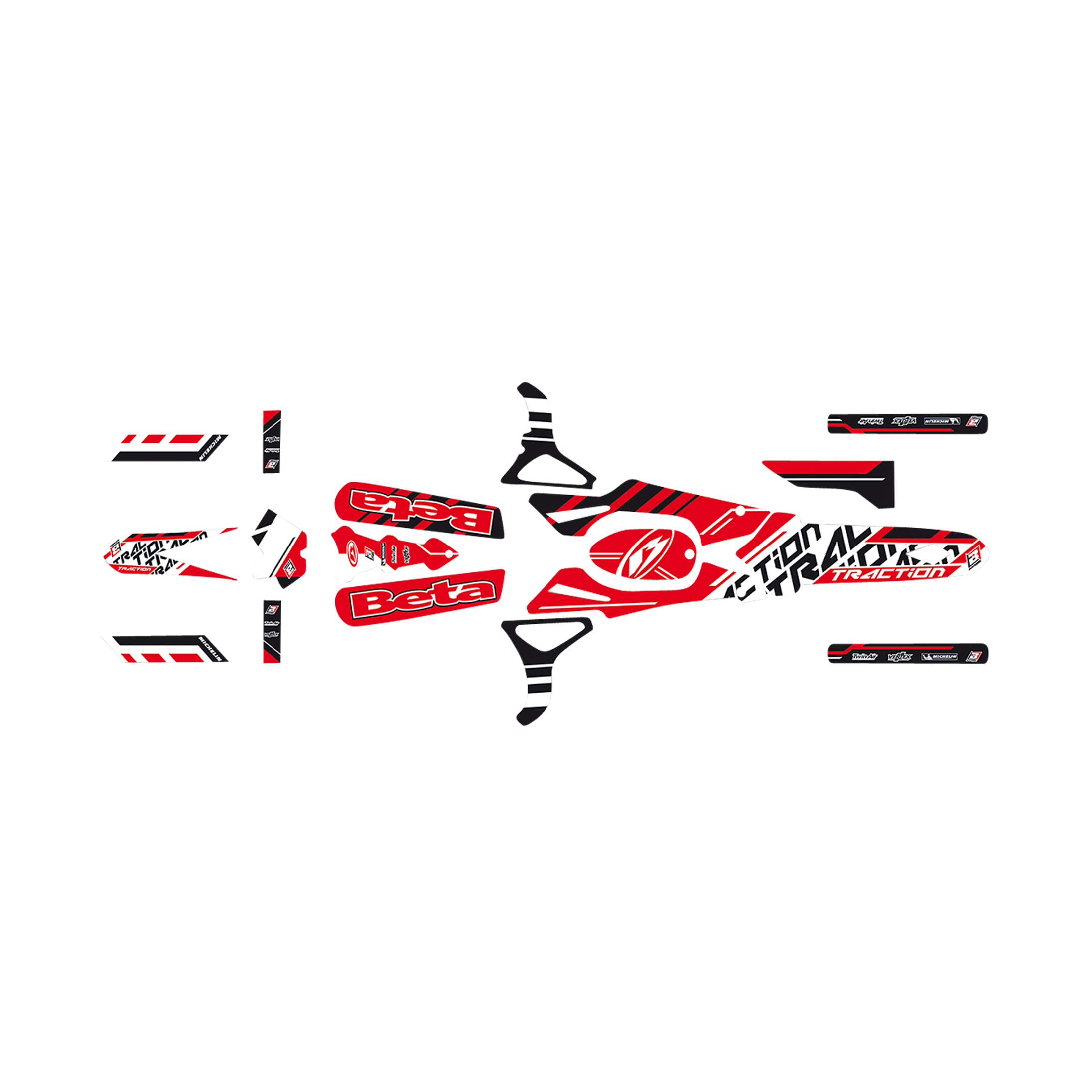 Stickerset Blackbird Traction Zwart-Rood