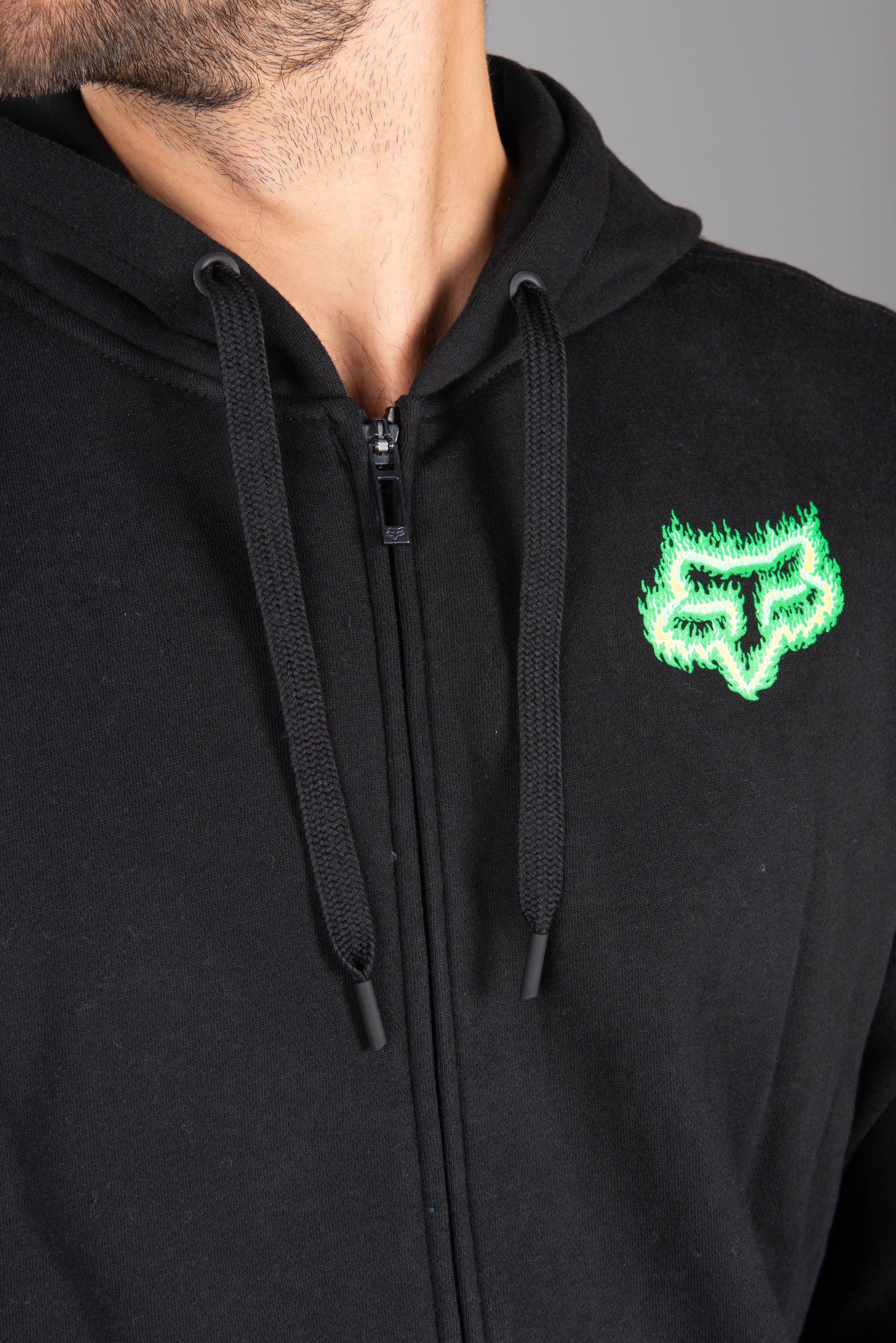 fox green and black hoodie