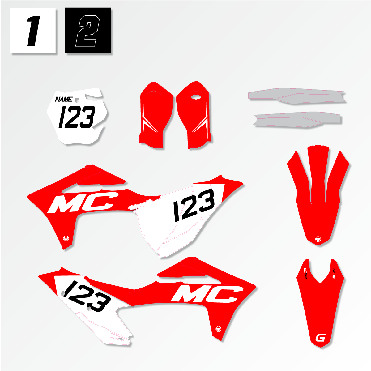 Kit de Adhesivos 24MX Gas Gas MC 2021 con Nombre y Número