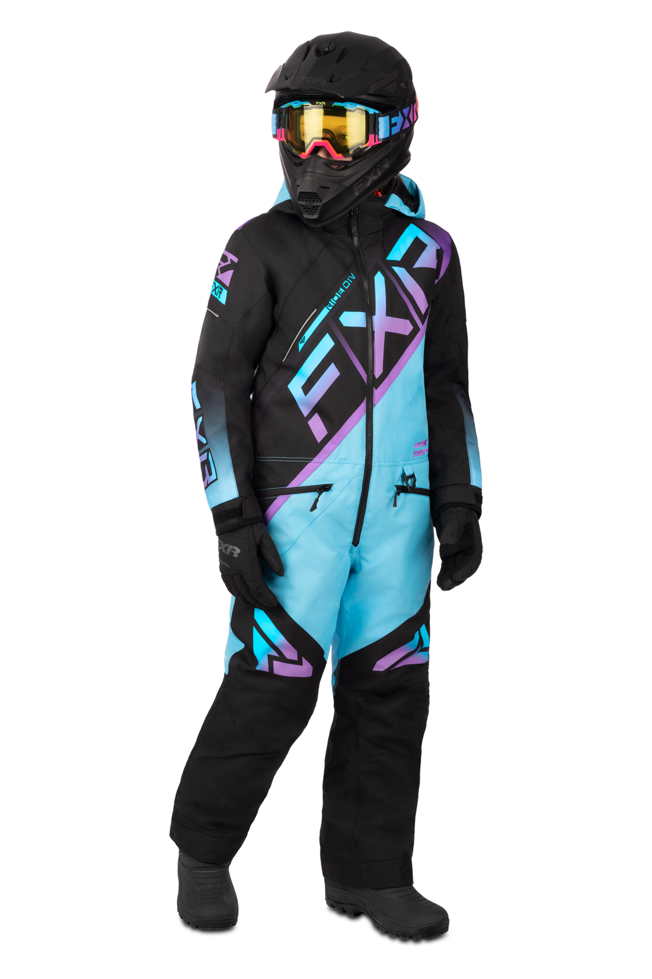 FXR CX Monosuit Barn Svart-Himmel-Lila Fade""