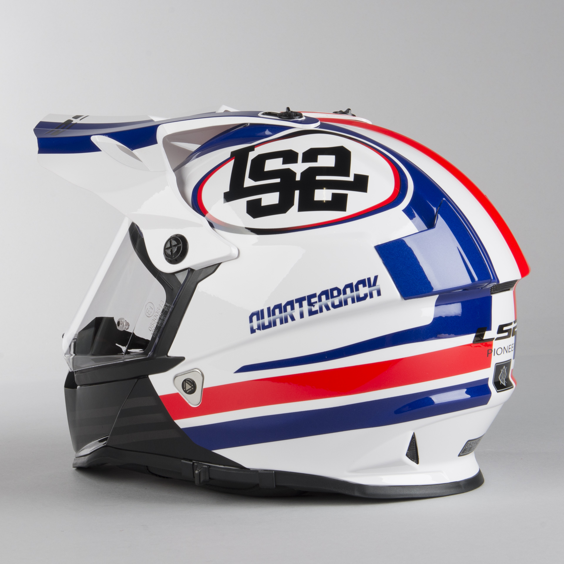 LS2/ Casco Moto mx436/ Pioneer quaterback L blanco//rojo//azul