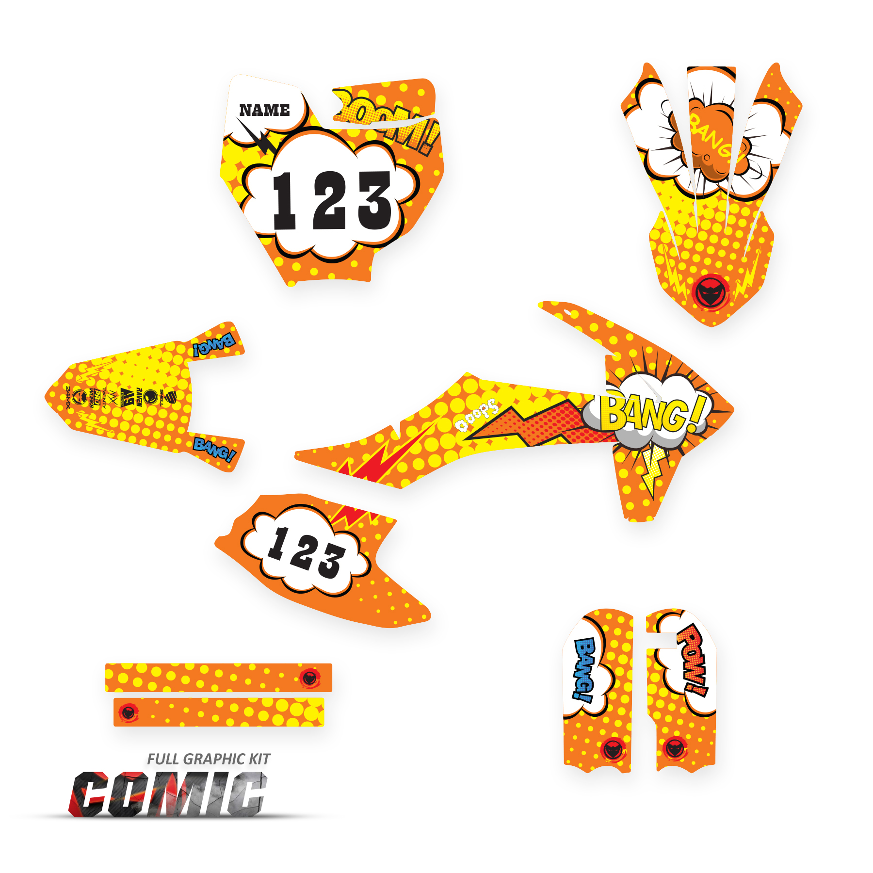 Comic 24MX Kinder stickerset met naam en nummer