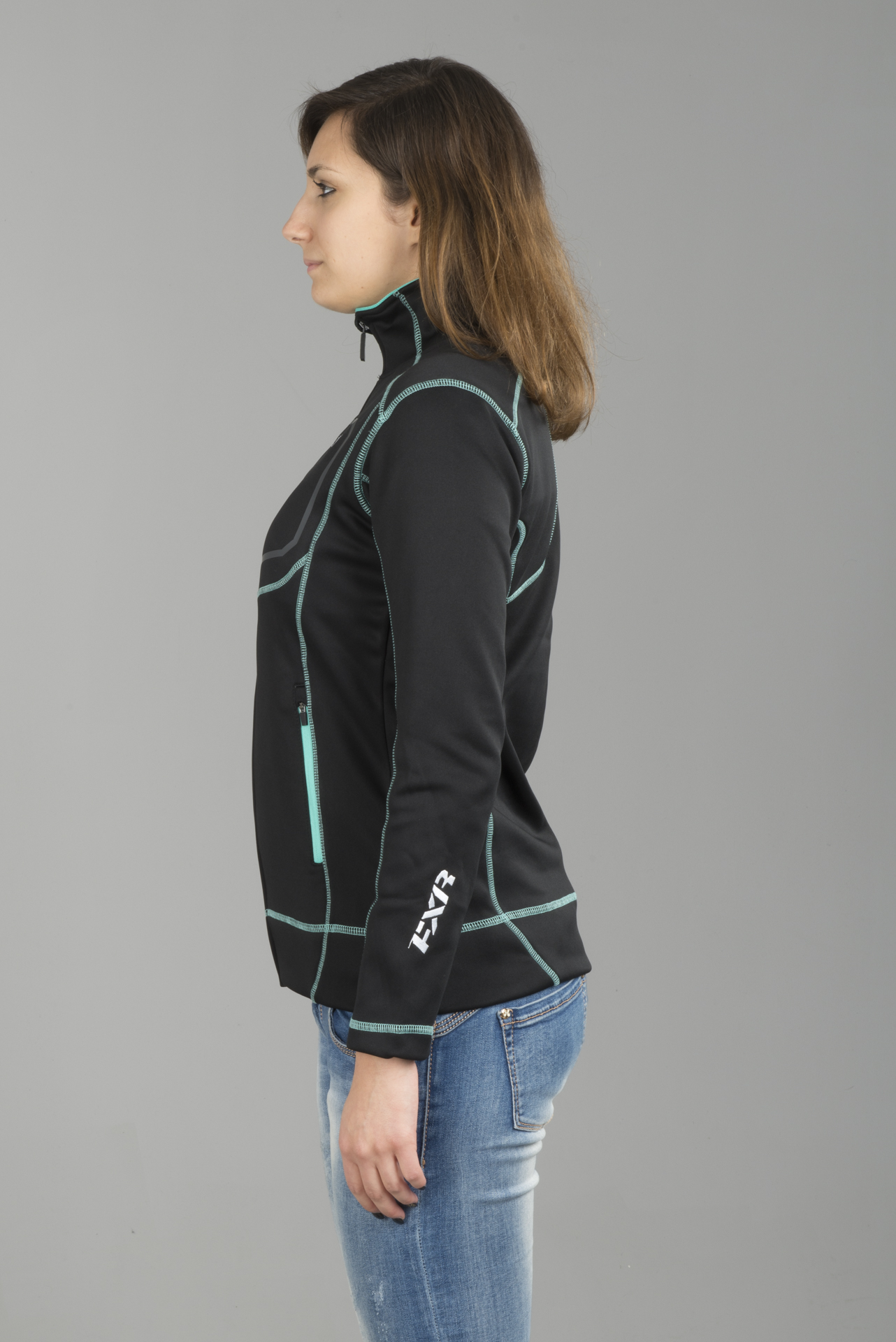 Tröja Zip Up Dam FXR Elevation Tech Svart Mint Tröja Zip Up Dam FXR Elevation Tech Svart Mint
